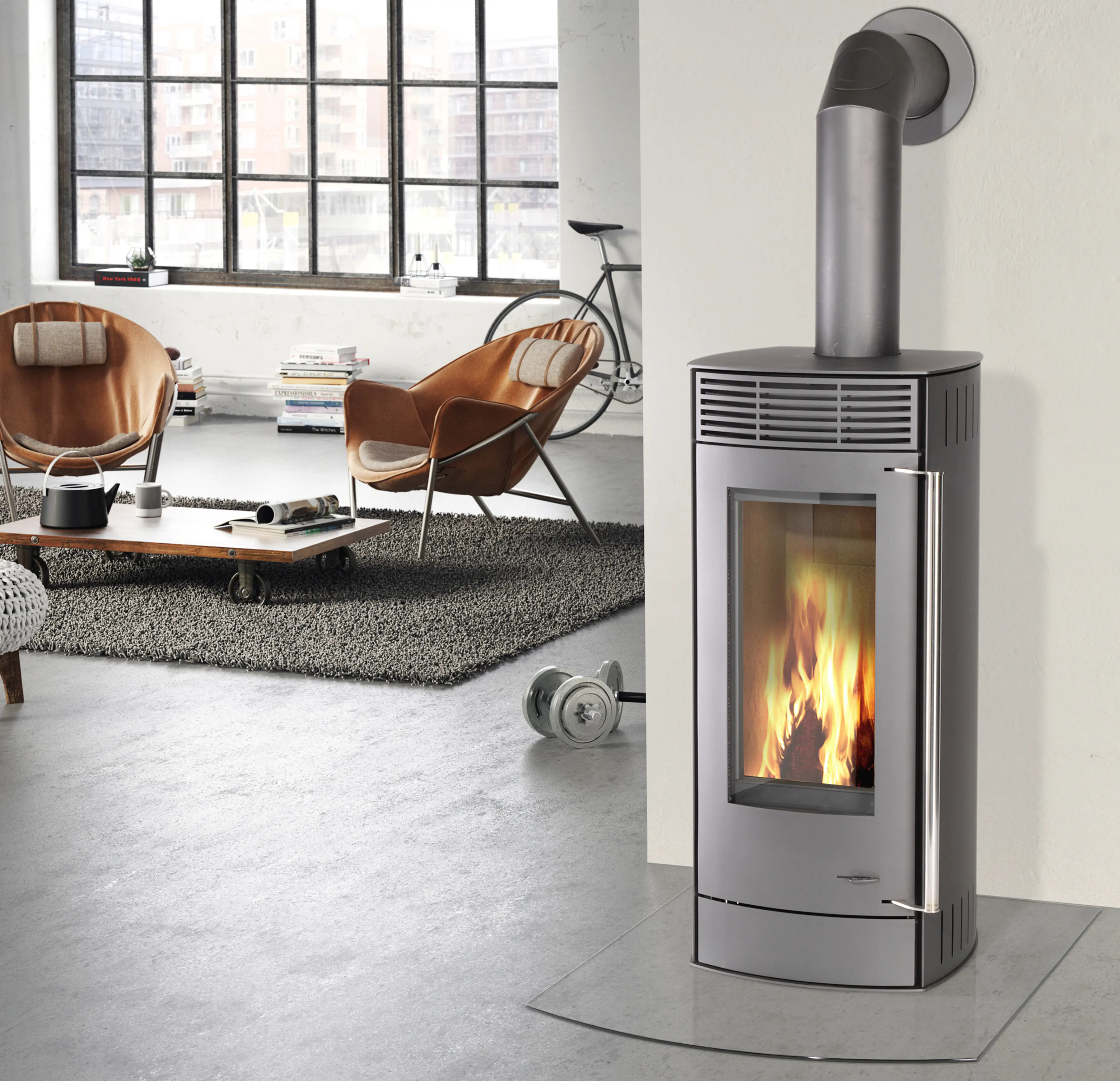 Thermia Kaminofen Alpha Stahl grau 6 kW