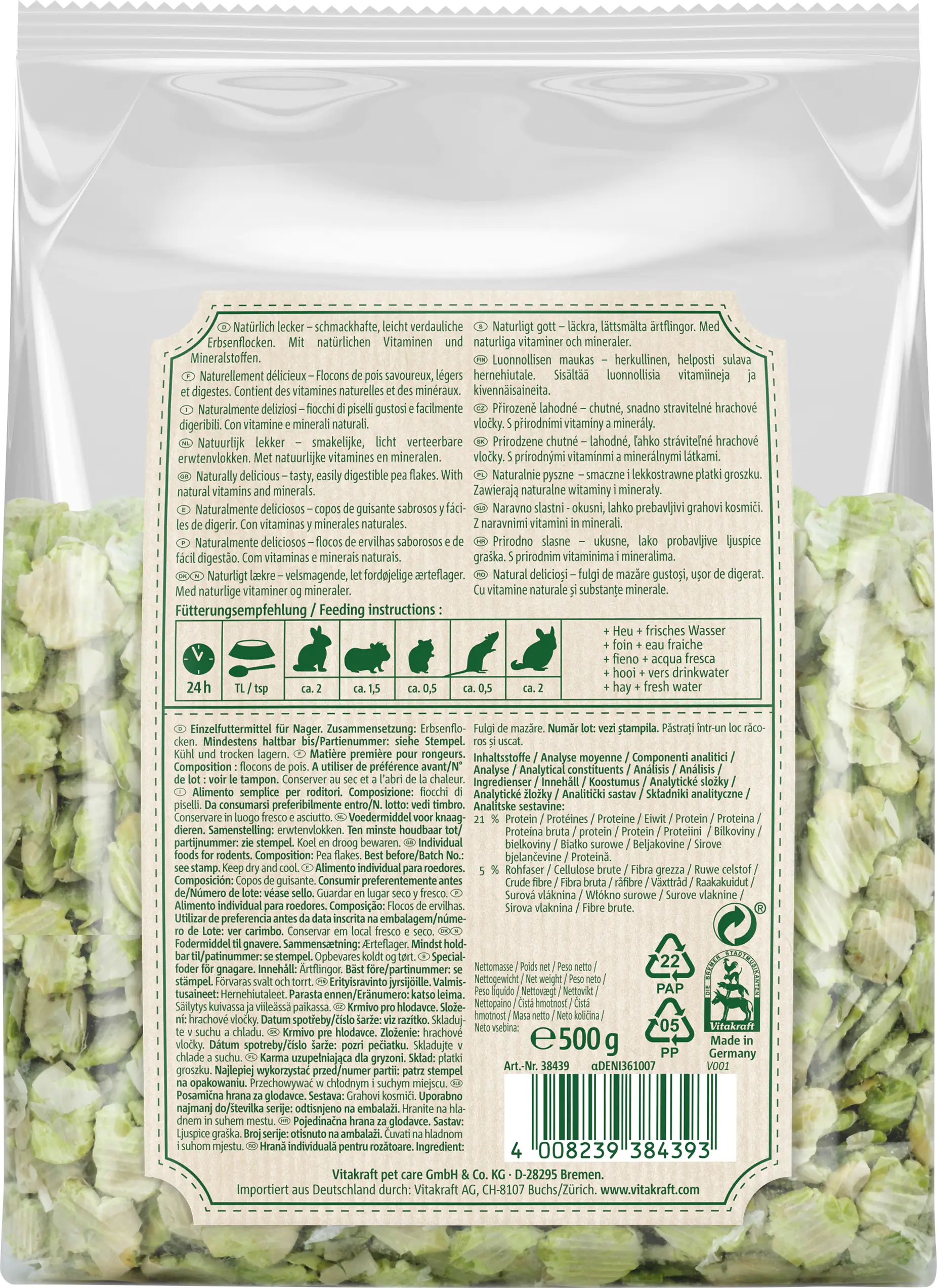 Vitakraft V.Verde Nature Flakes Erbse 500 g