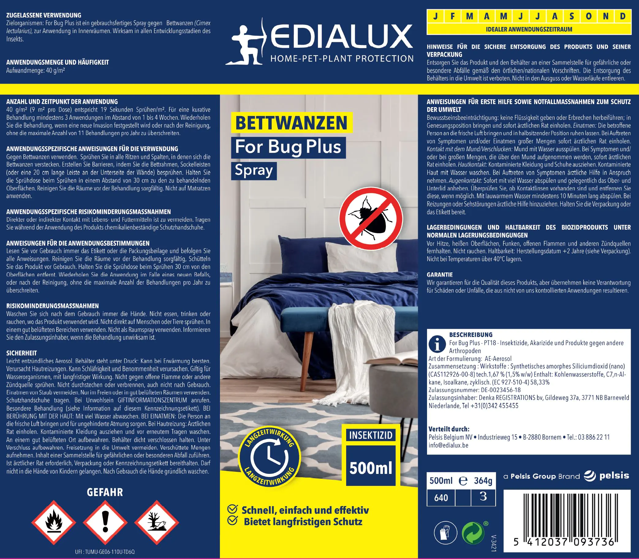Edialux Bettwanzen Spray For-Bug Plus 500 ml  Edialux Bettwanzen Spray For-Bug Plus 500 ml