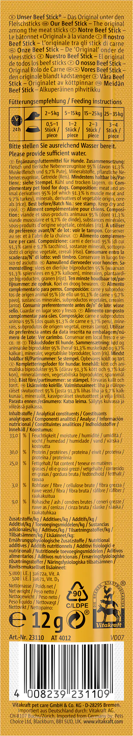 Vitakraft Beef Stick® Pute 1 Stück / 12 g Vitakraft Beef Stick® Pute 1 Stück / 12 g