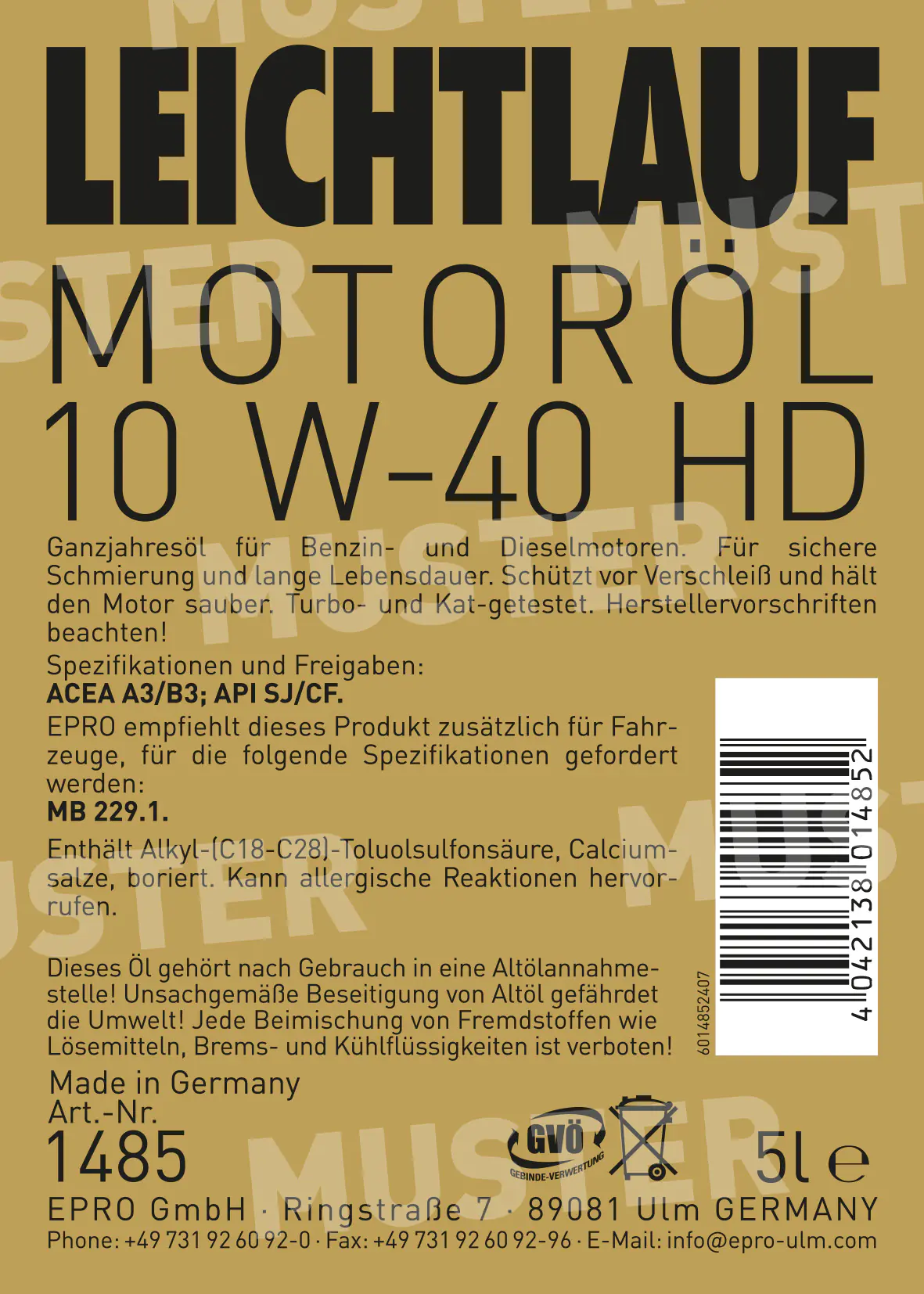 Motoröl Leichtlauf 10W-40 HD 5L