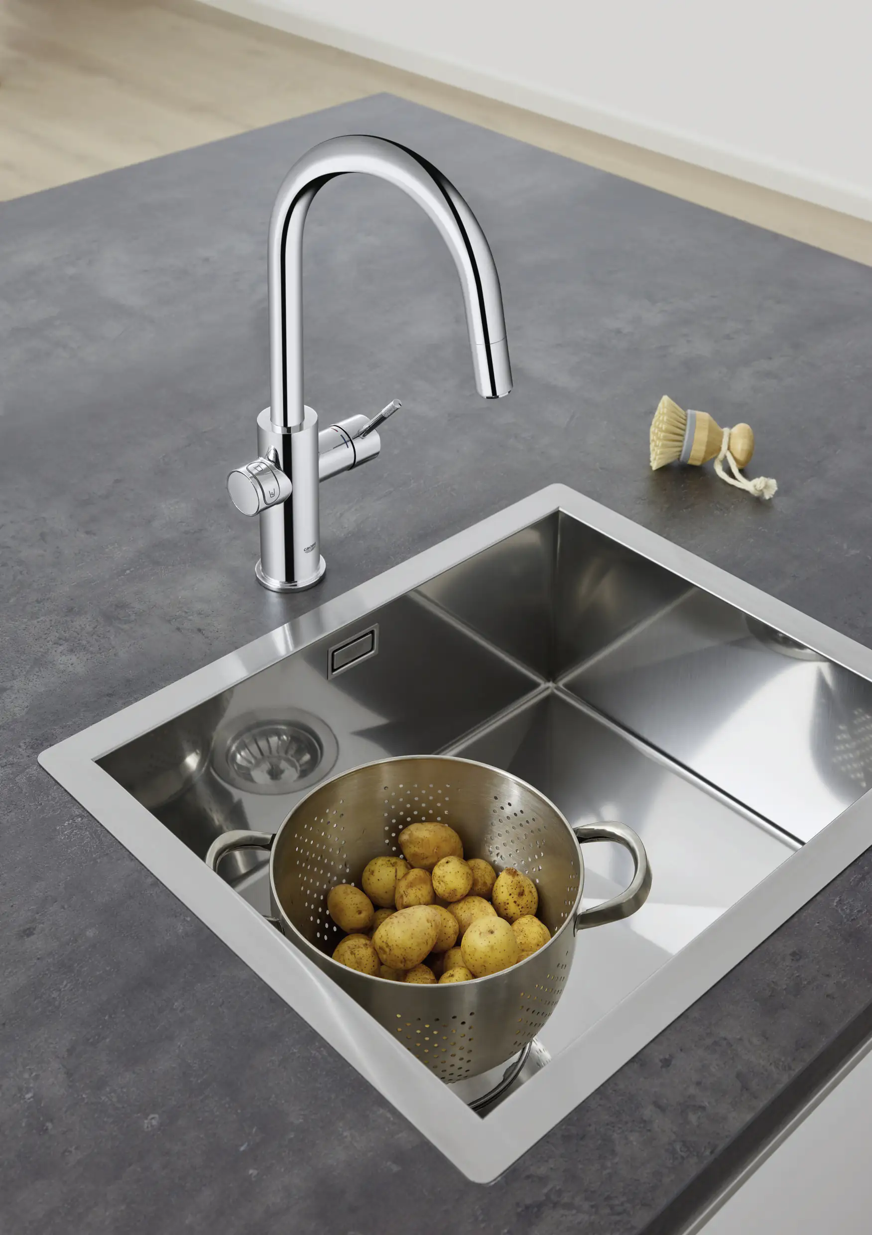 Grohe Blue Home C-Auslauf Starter Kit mit herausziehbarem Mousseurauslauf chrom Grohe Blue Home C-Auslauf Starter Kit mit herausziehbarem Mousseurauslauf chrom