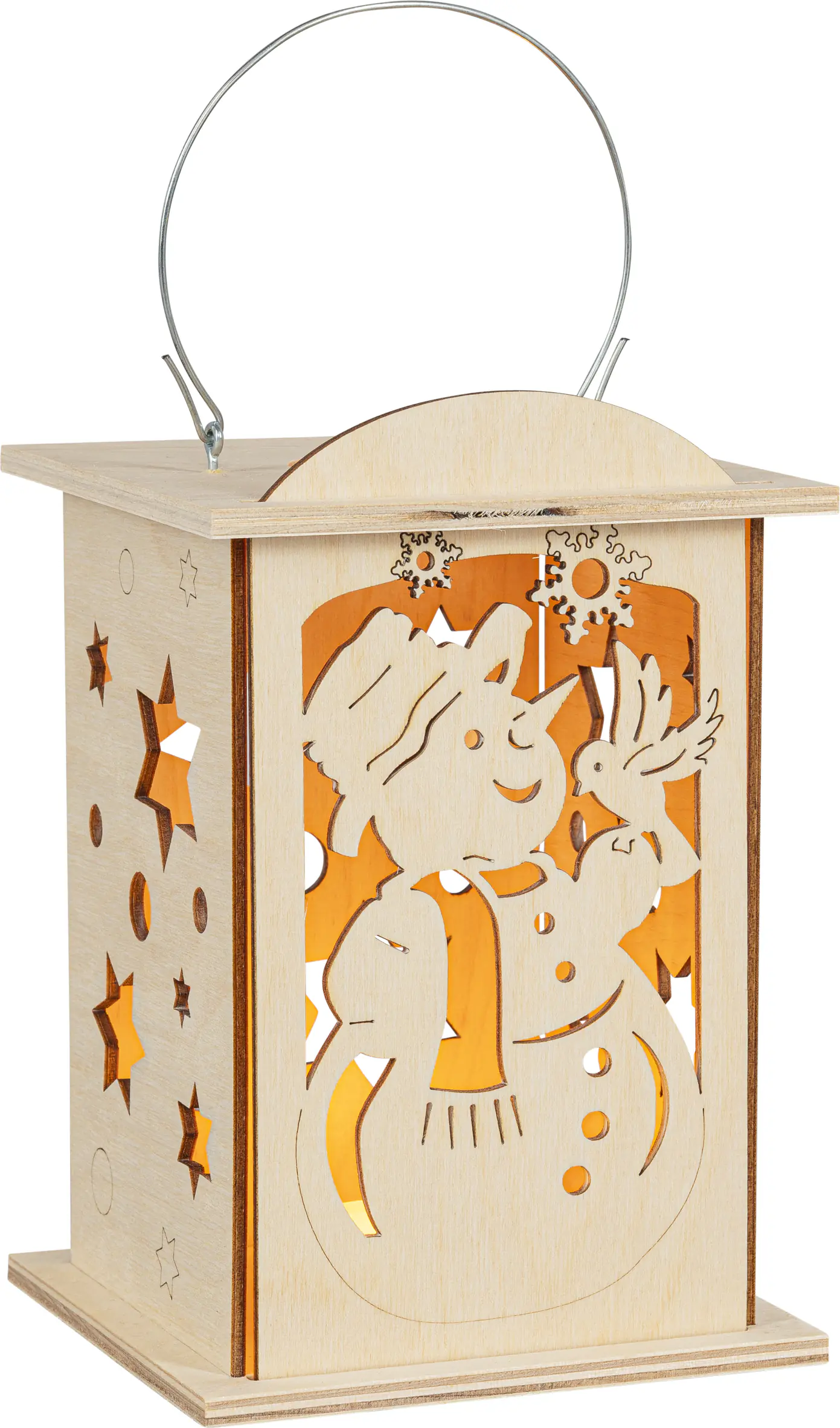Saico Holzlaterne Schneemann für LED-Stripe oder Teelicht 16 x 12 cm natur