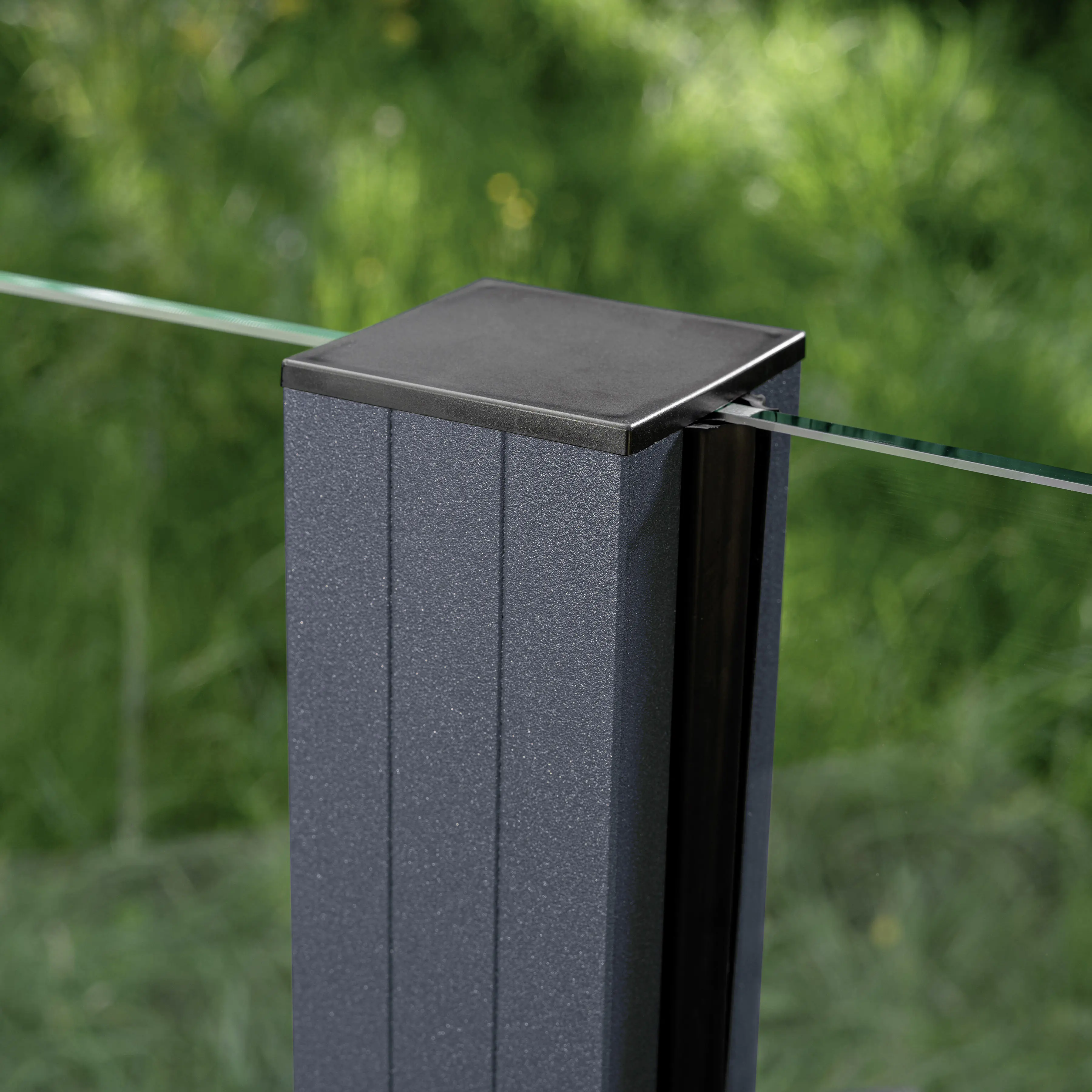 Ambiente Glaszaun Erweiterungsset Klarglas mit Siebdruck 187 x 124,2 cm anthrazit