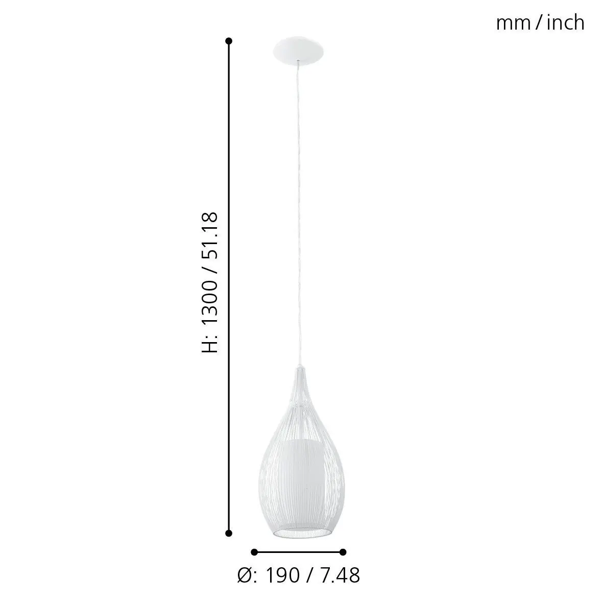 Eglo Pendelleuchte Razoni E27 Ø 19cm weiß Eglo Pendelleuchte Razoni E27 Ø 19cm weiß