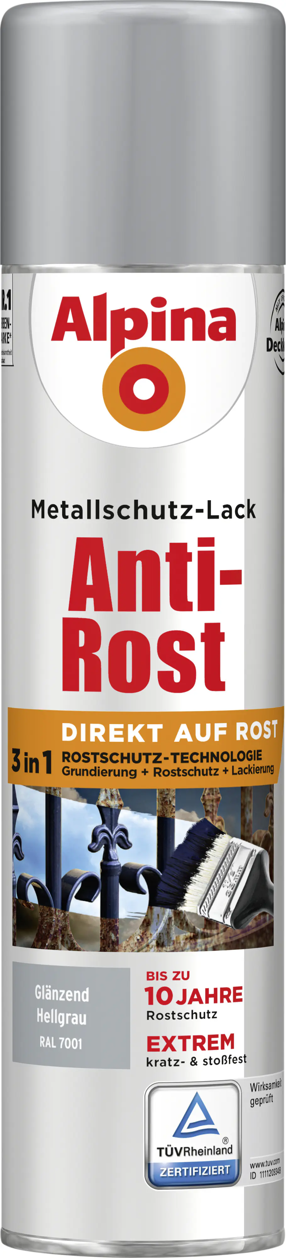 Alpina Sprühmetallschutz-Lack Anti Rost 400 ml grau glänzend