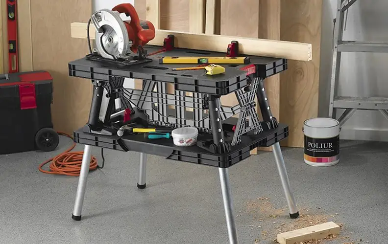 Keter faltbare Werkbank 85 x 55 cm max. 453 kg inkl. Schraubzwingen