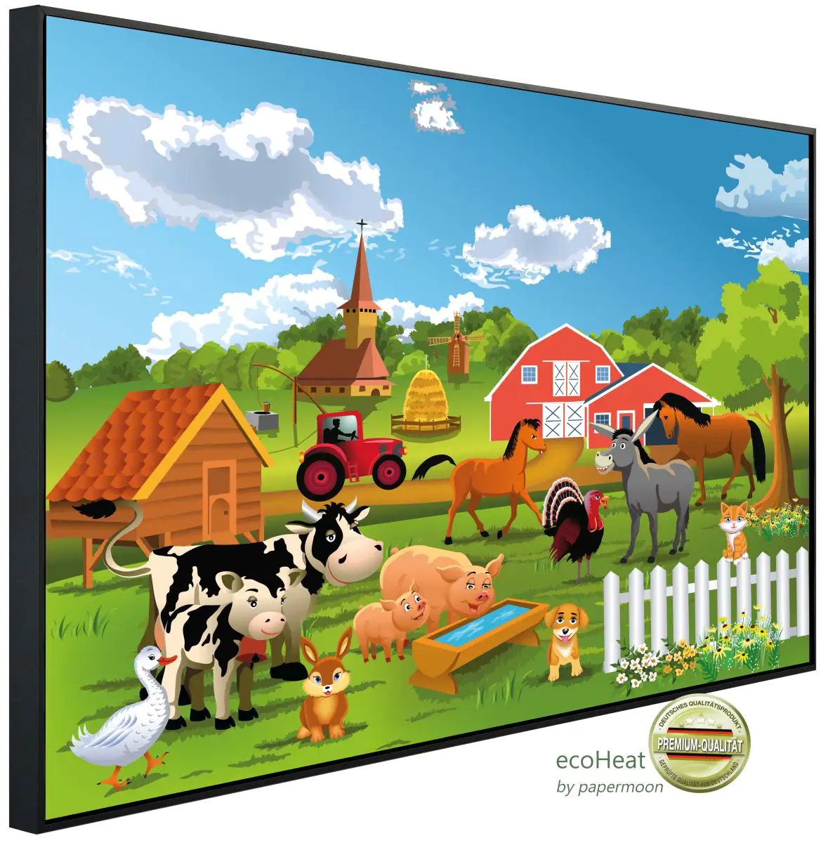 papermoon Infrarotheizkörper EcoHeat 60X100 cm 800 Watt, Farm Kindermotiv