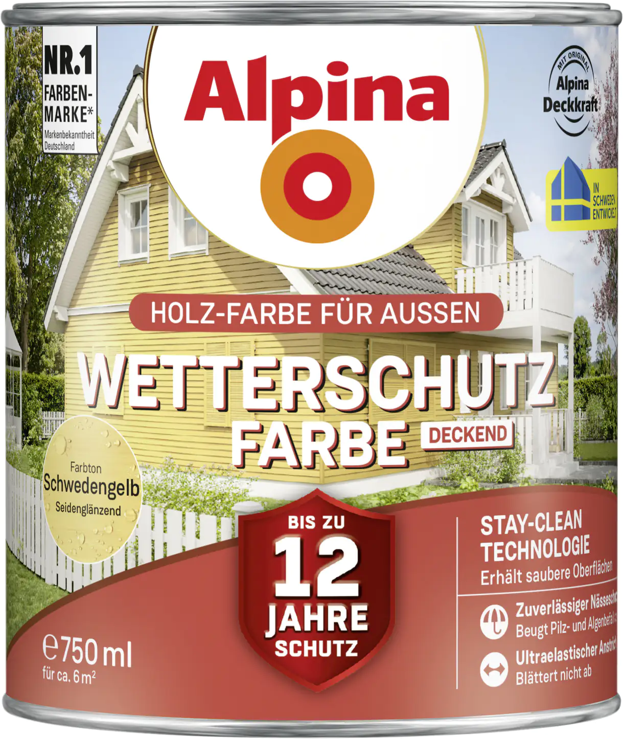 Alpina Wetterschutzfarbe deckend 0,75 L schwedengelb