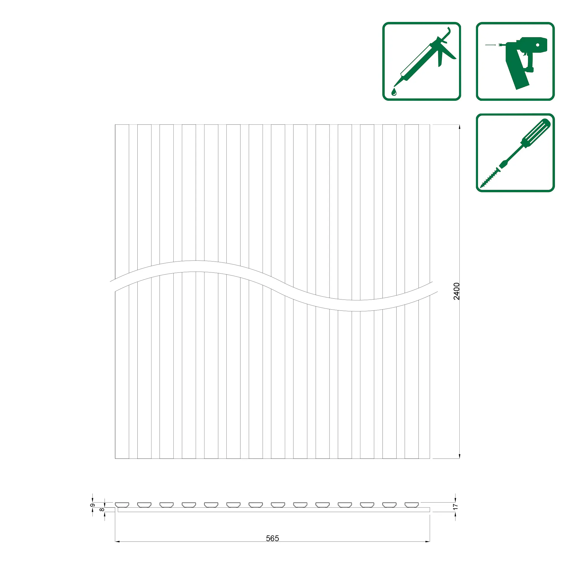 Neuhofer Akustikpaneel Eiche foliert 240 x 56,5 x 1,7 cm braun dunkel