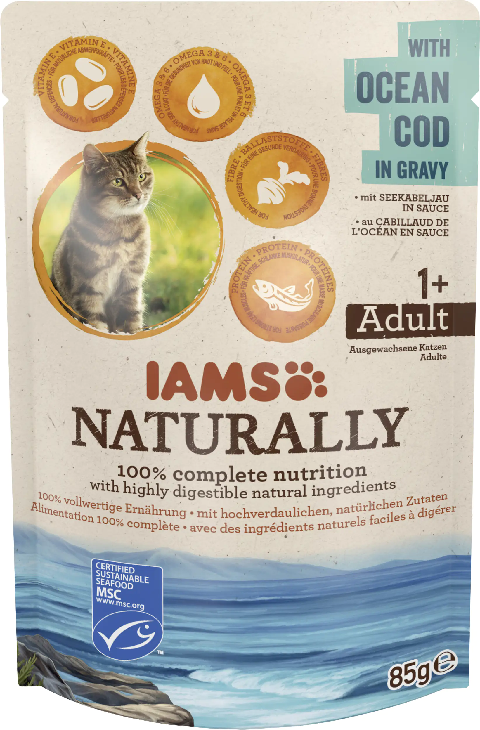 IAMS Naturally Katze Erw. Kabeljau 85g 85g