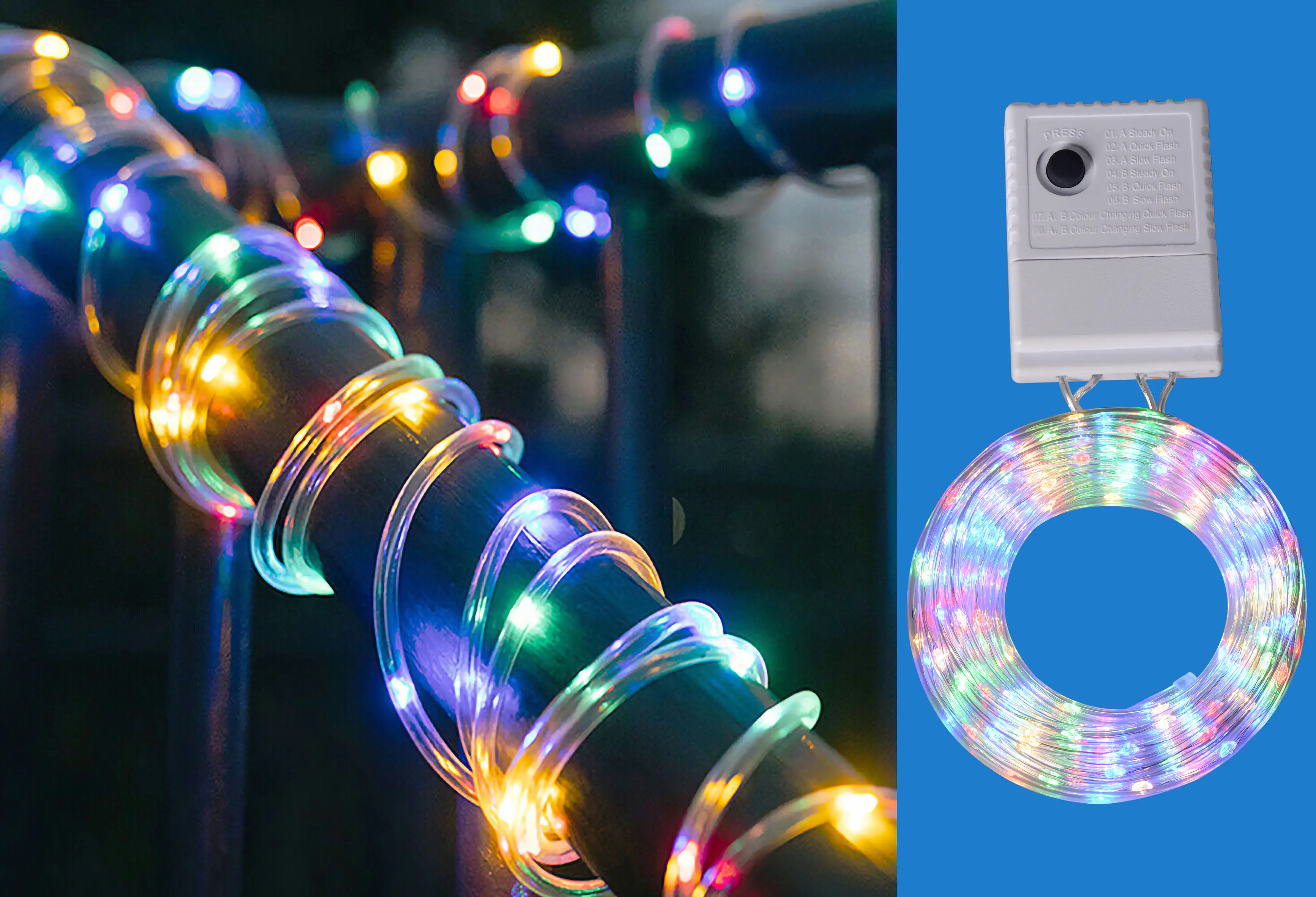 4333692376570 TrendLine LED-Lichterschlauch Mini Außen 10 m bunt (RGB) mit Timer, 8 Lichteffekten