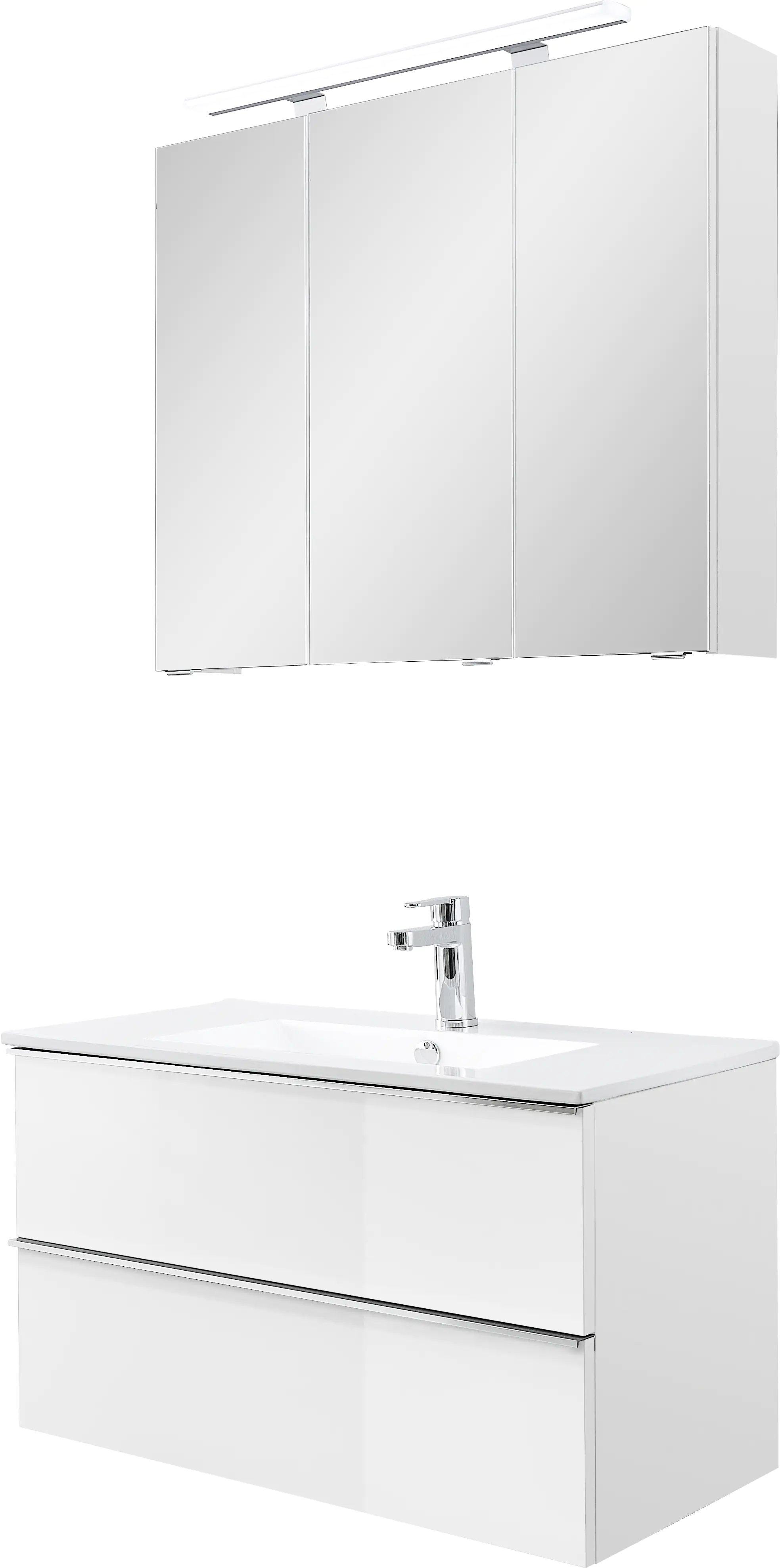 Primaster Bad-Set Düsseldorf weiß 81 cm LED-Leuchten, Keramikwaschtisch