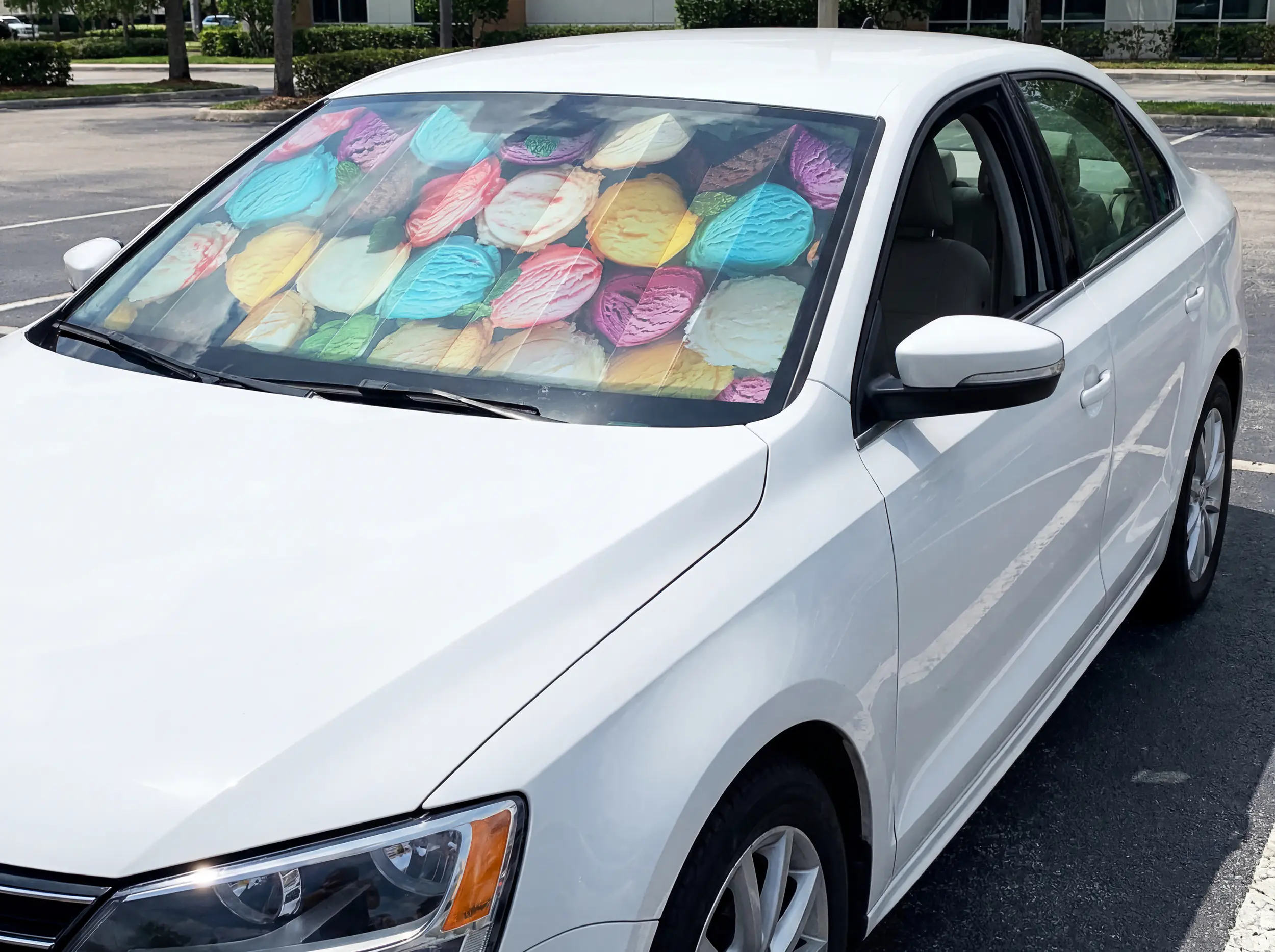 Cartrend Sonnenschutz faltbar Pappe mit Eiskugeln 130 x 60 cm 
