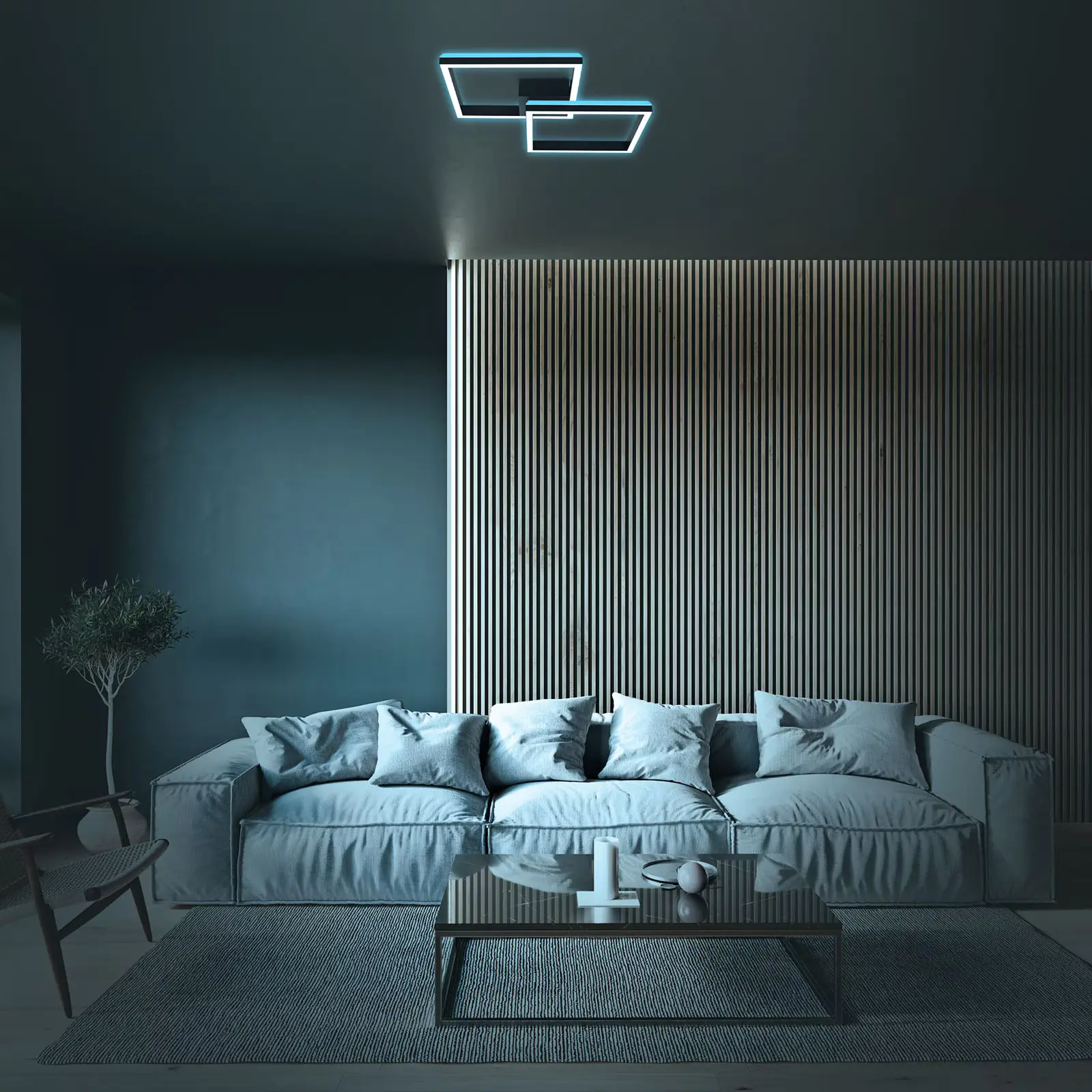 Briloner LED Deckenleuchte Frame Back 64 cm, schwarz, RGB CCT