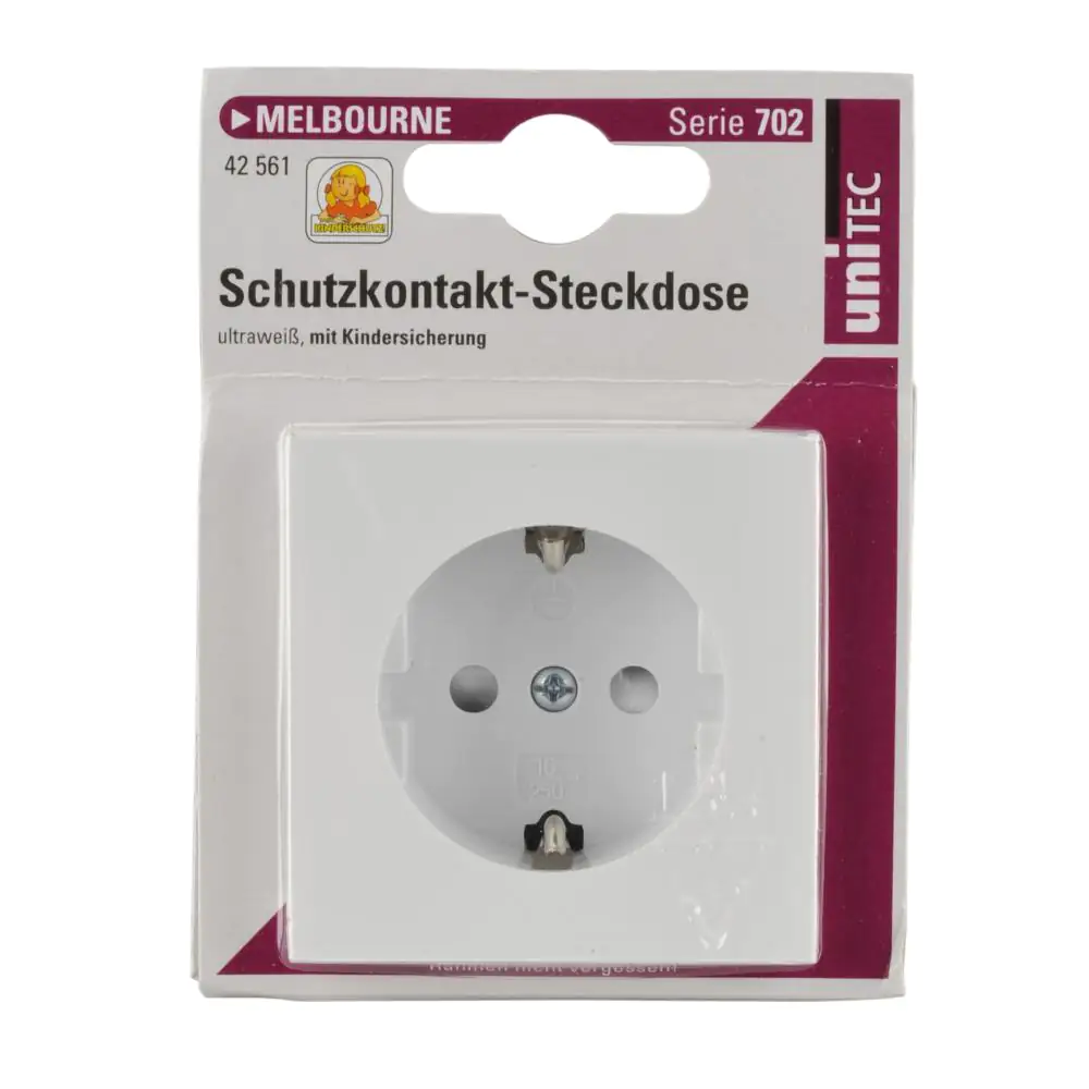 Unitec Steckdose mit Berührschutz ultraweiß, Serie Melbourne