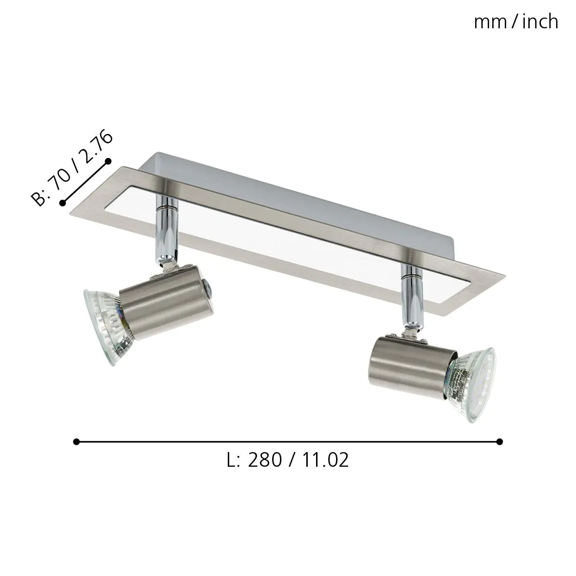 Eglo 2er LED Spot Rotello nickel-matt 28 x 7 cm GU10