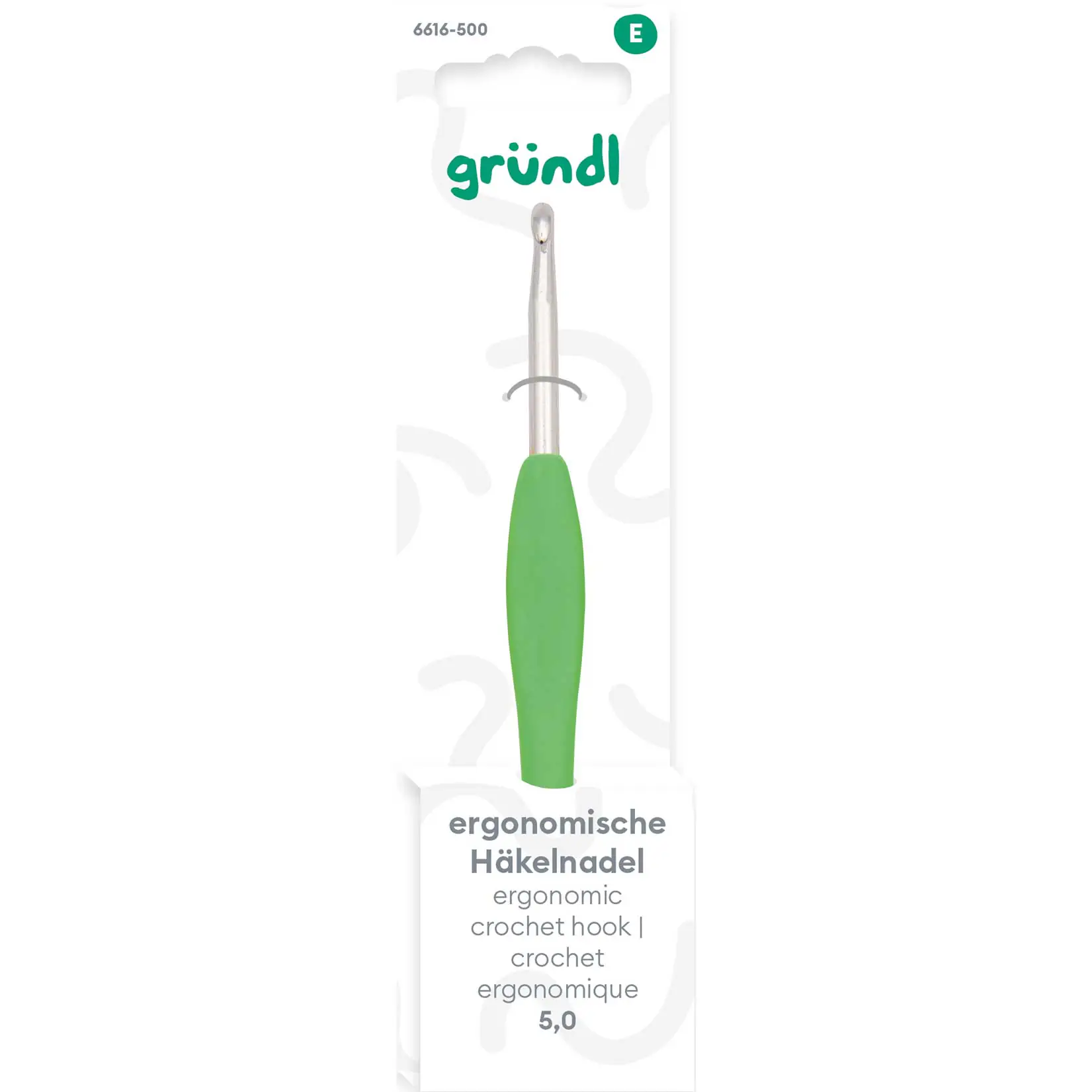 Gründl Ergonomische Häkelnadel 5 mm grün