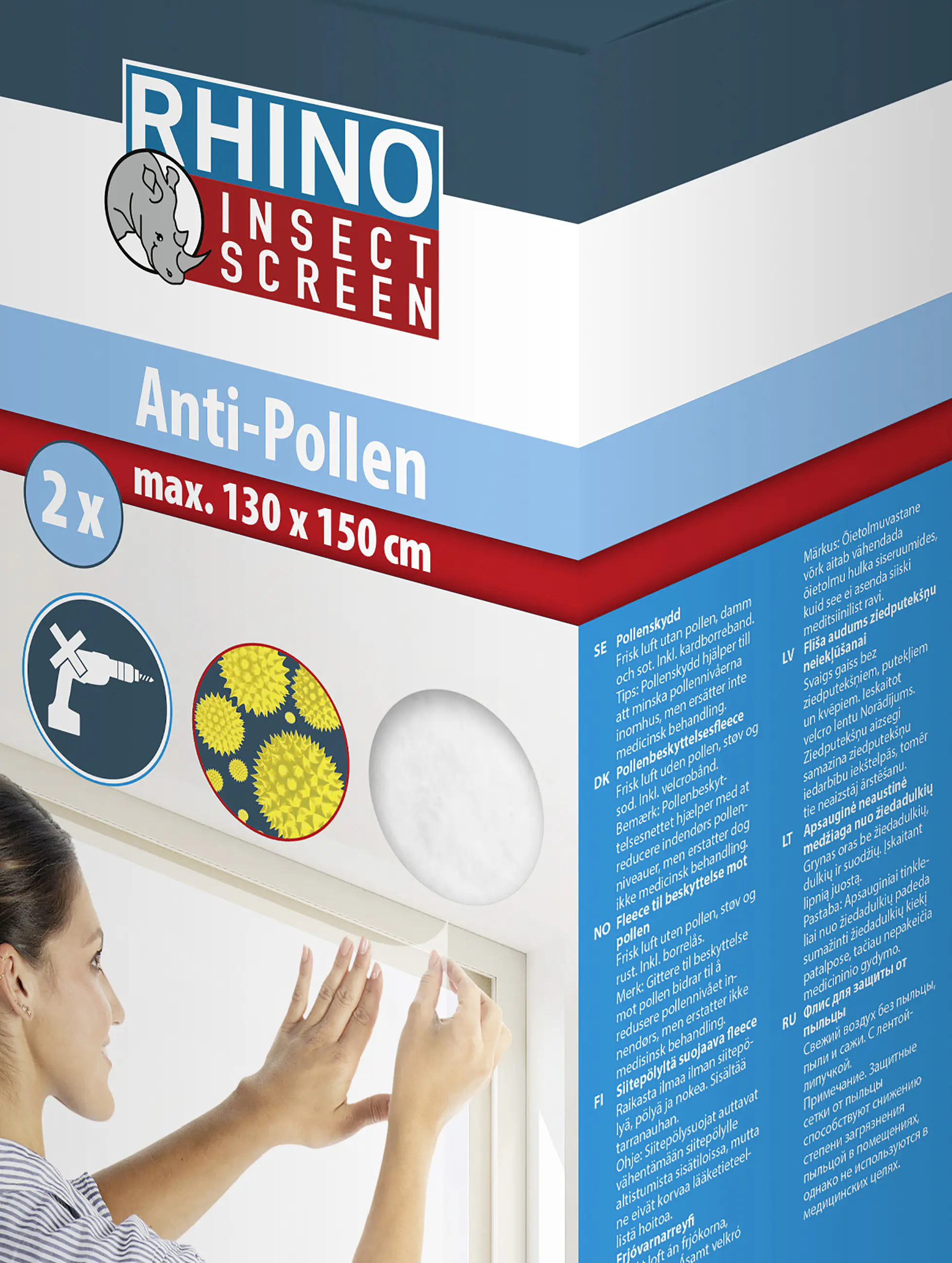 Windhager Pollenschutzgitter 130 x 150 cm weiß kürzbar