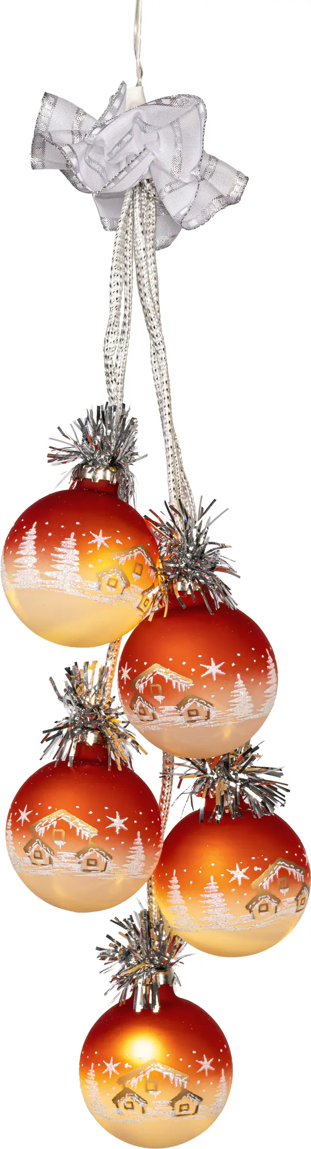 HGD Glaskugelschmuck Weihnachten mit Beleuchtung rot/weiß Ø 8 cm 5 Stück

