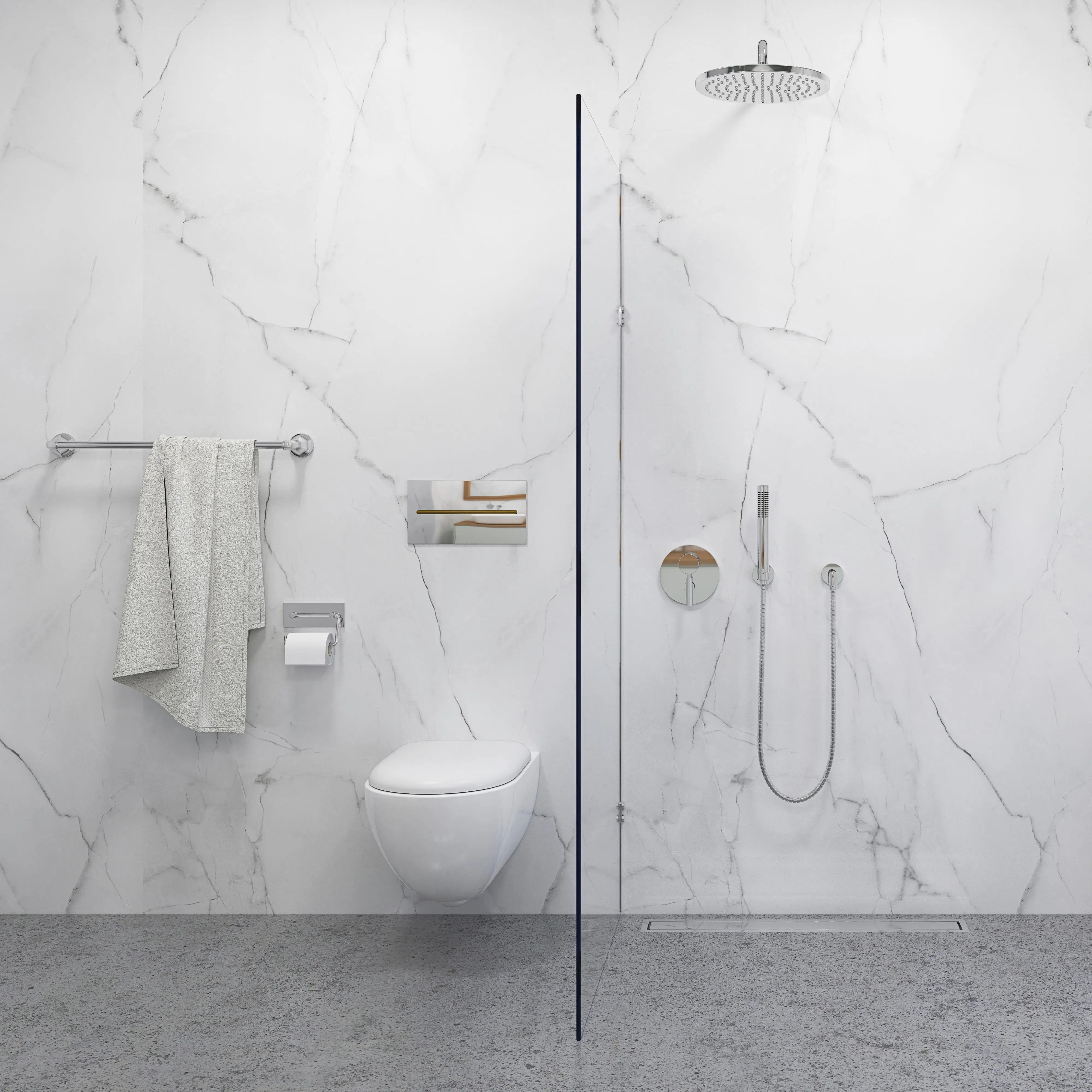 Wetwall Elite Wandpaneel  Athena Marble 120 x 242 cm mit abgerundeter Abschlusskante