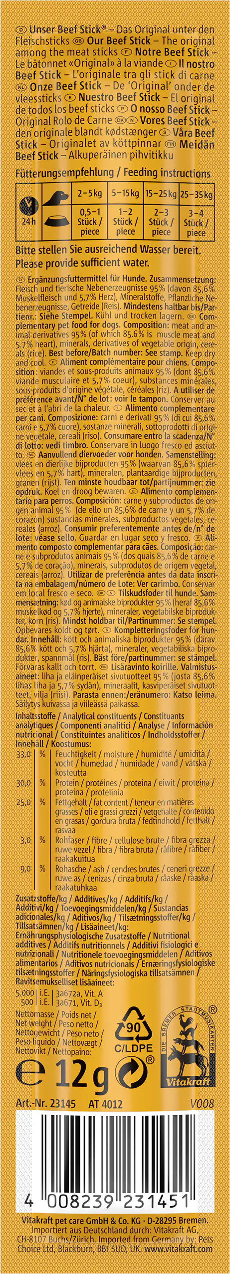 Vitakraft Beef Stick® Herz 1 Stück / 12 g Vitakraft Beef Stick® Herz 1 Stück / 12 g