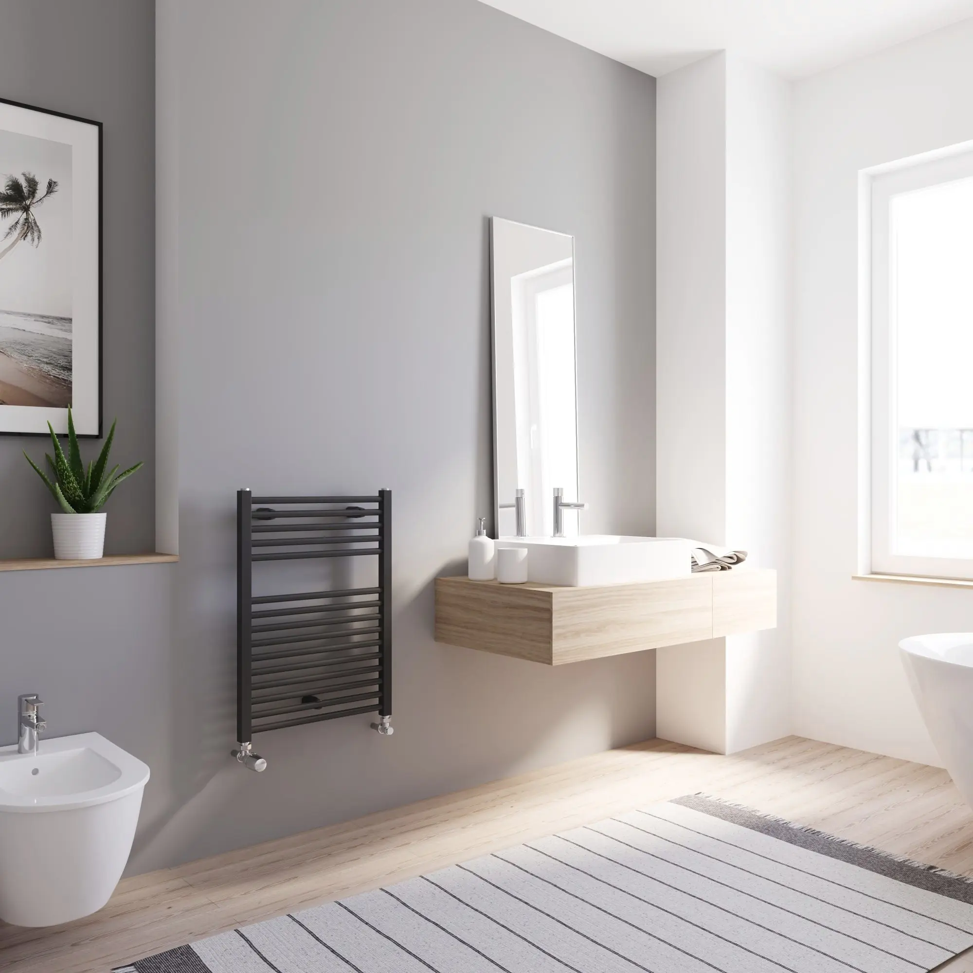 Schulte Design-Heizkörper Turbo 69,5 x 50 cm mattschwarz 312 W