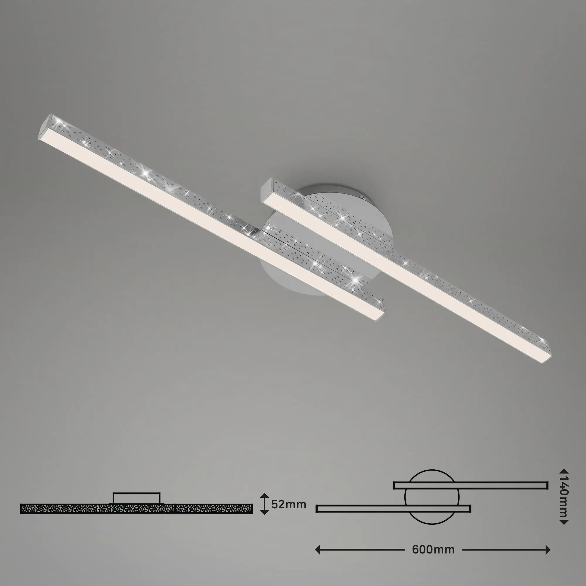 Di-Ka LED Wand- und Deckenleuchte Rey 60x14cm chrom Glitzereffekt Di-Ka LED Wand- und Deckenleuchte Rey 60x14cm chrom Glitzereffekt