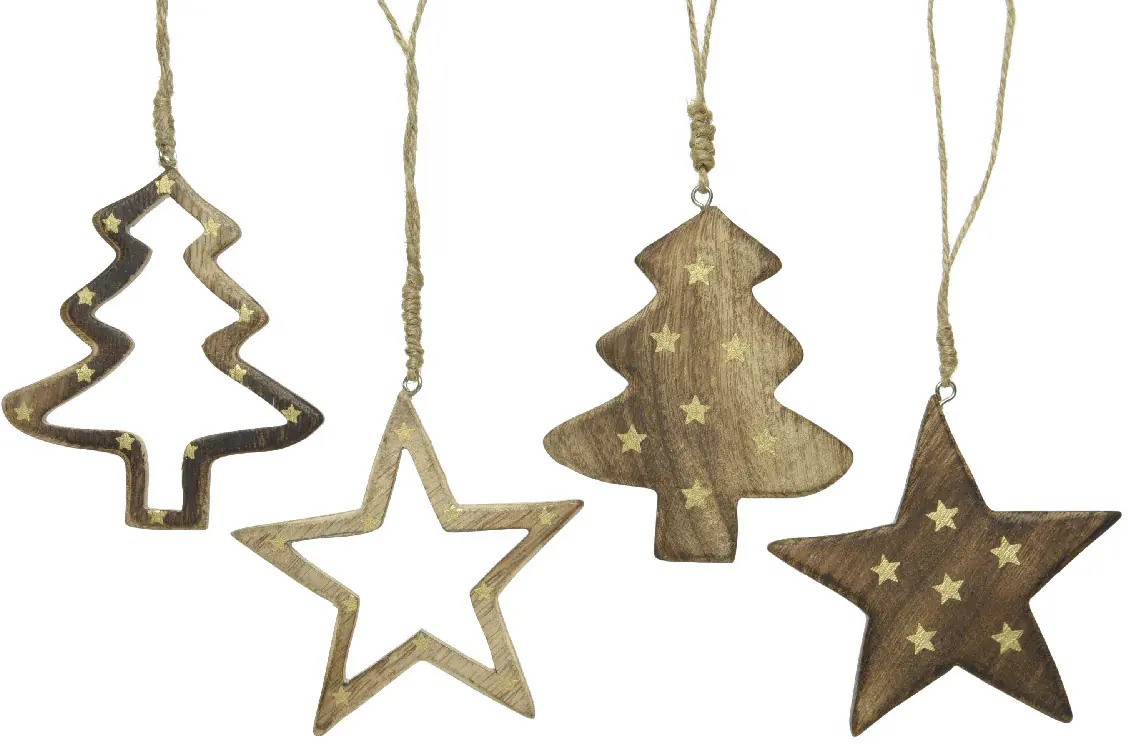 Kaemingk Weihnachtsanhänger aus Holz 10 x 10 cm