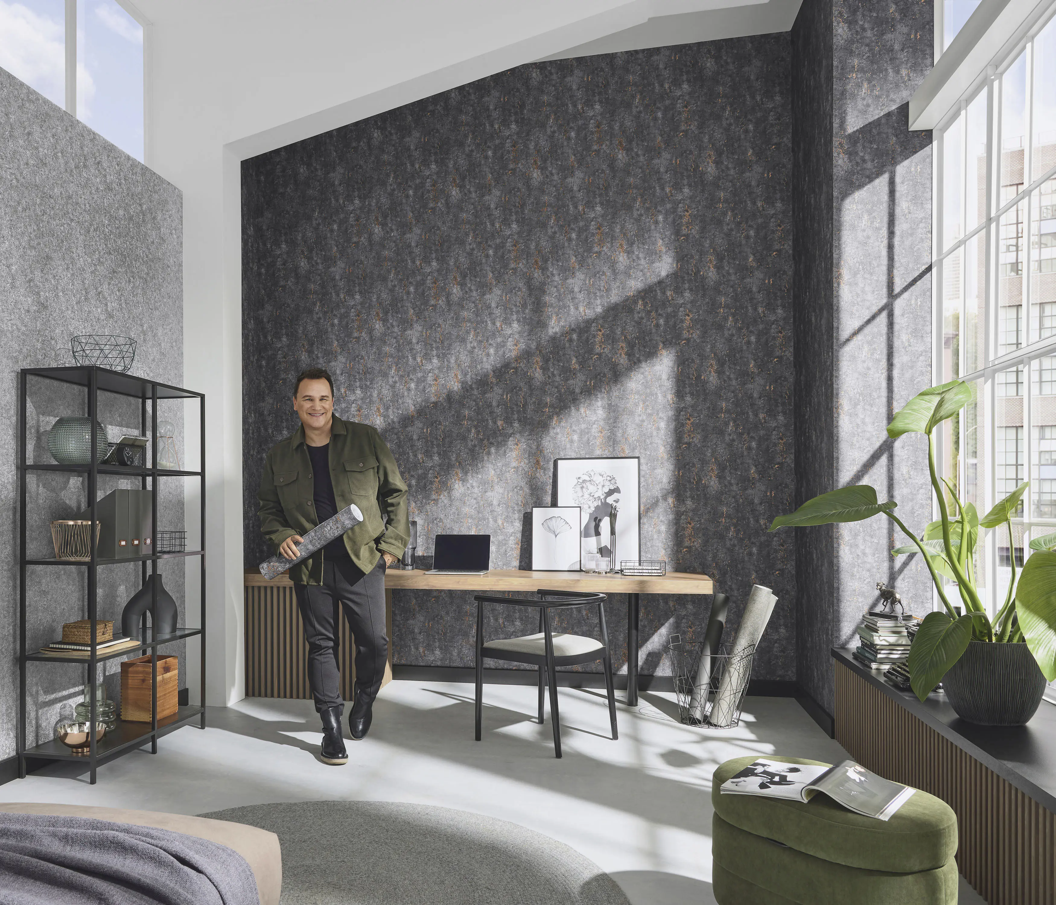 Erismann Vliestapete Stein schwarz 10,05 x 0,53 m