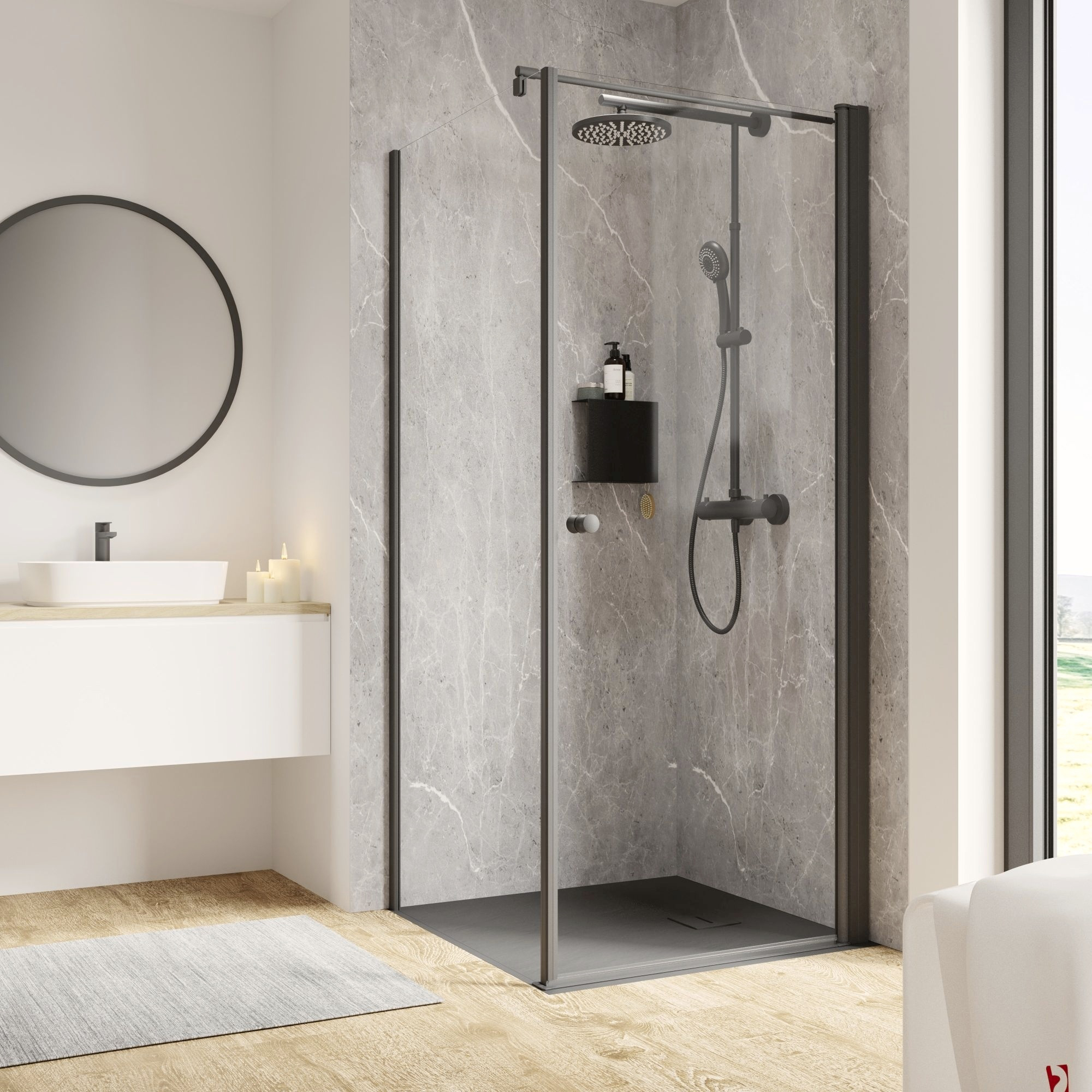 Schulte Eckdusche Garant 2.0 90 x 90 x 200 cm mattschwarz klar hell