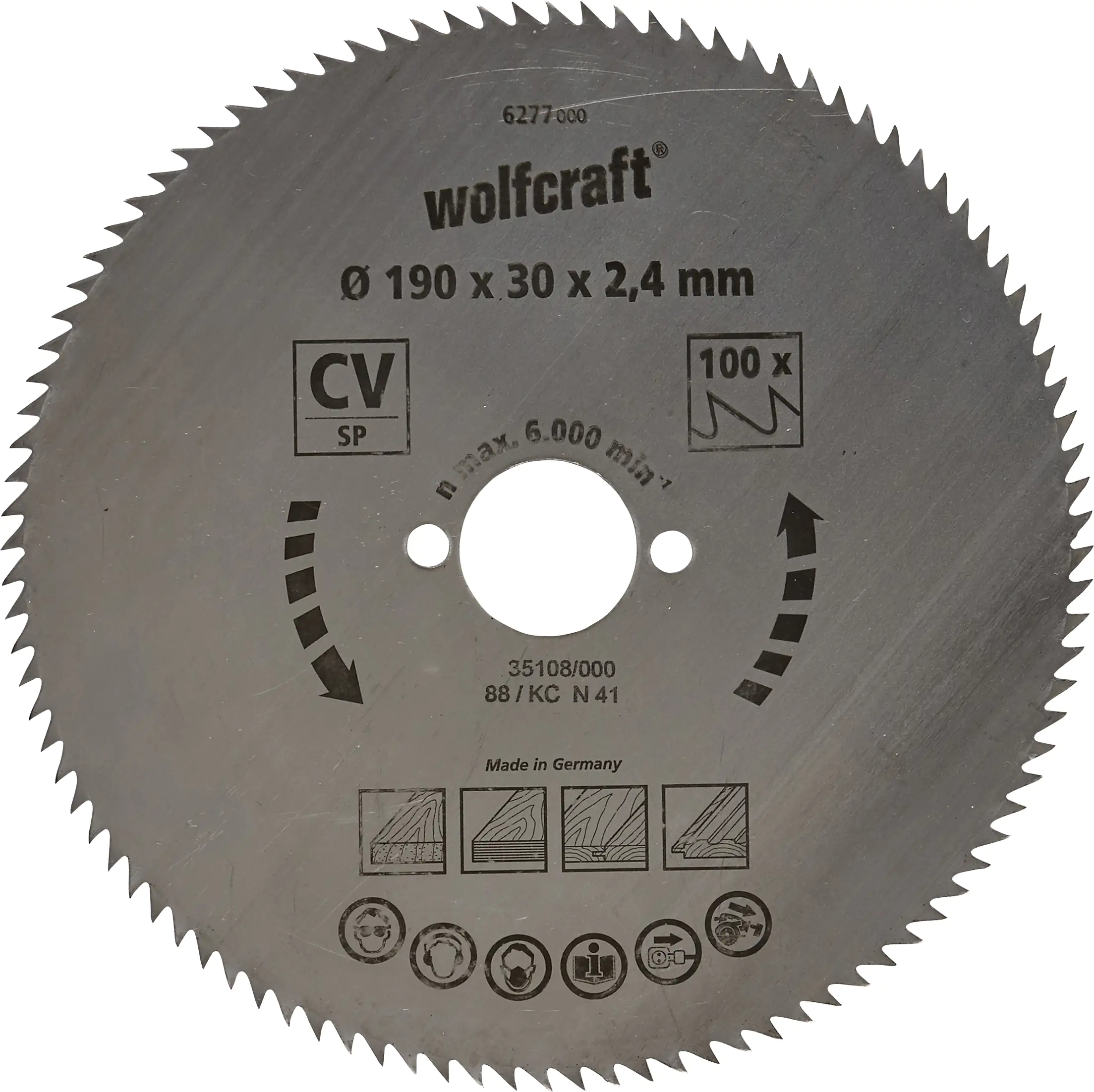Wolfcraft Kreissägeblatt Ø 190 mm Bohrung Ø 30 mm 72 Zähne