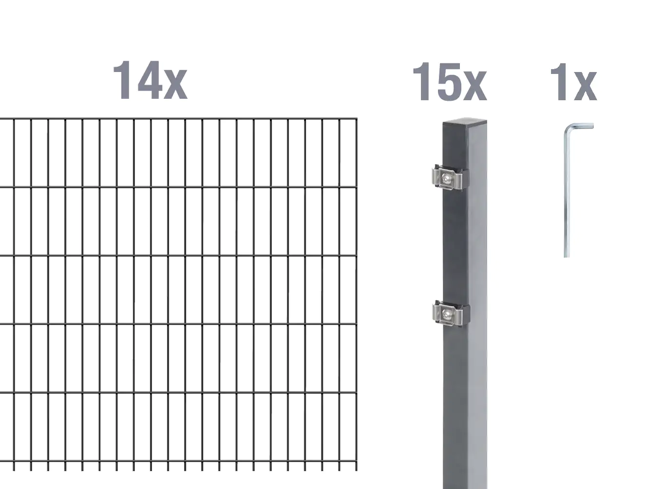 Alberts Doppelstabmatten-Grundset 28 m 200 x 100 cm 6/5/6 anthrazit Alberts Doppelstabmatten-Grundset 28 m 200 x 100 cm 6/5/6 anthrazit