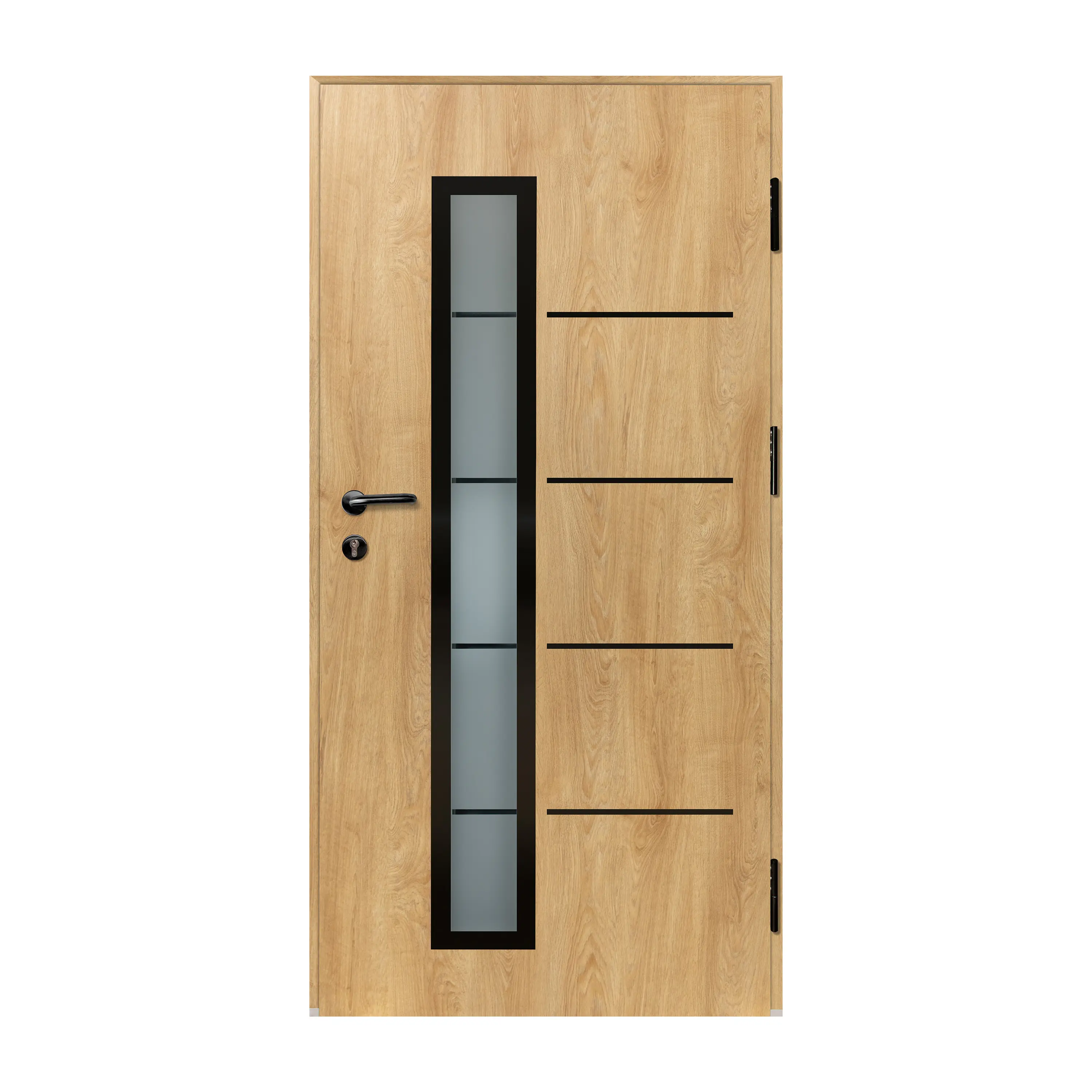 Splendoor Haustür Passivedoor Premium B06 Aluminium/Stahl Eiche BlackDesign DIN rechts 98 x 208 cm mit Tastatur & Fingerscan