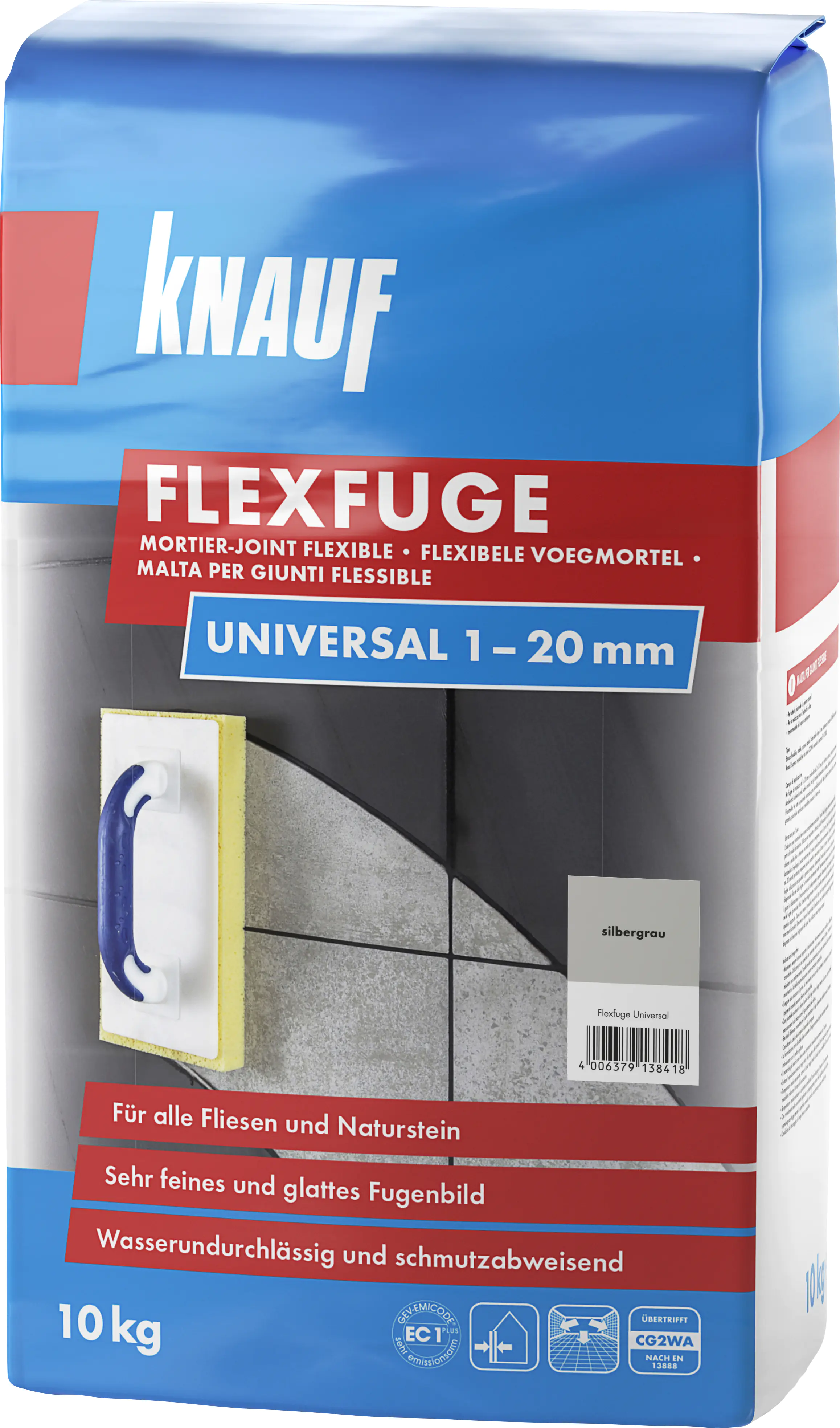 Knauf Fugenmörtel Flexfuge Universal 1 - 20 mm silbergrau 10 kg