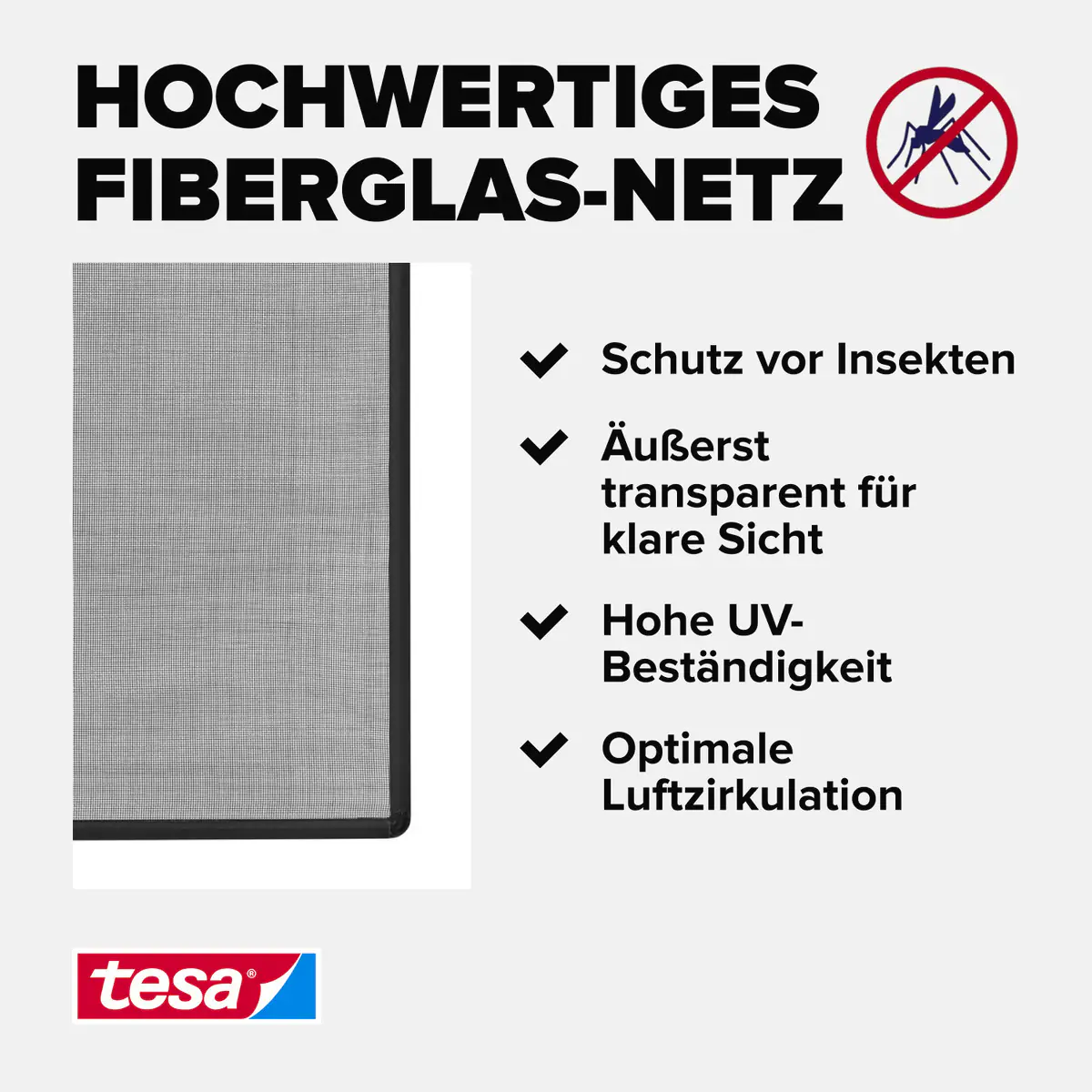 tesa Anklipsrahmen Fliegengitter 120 x 140 cm anthrazit