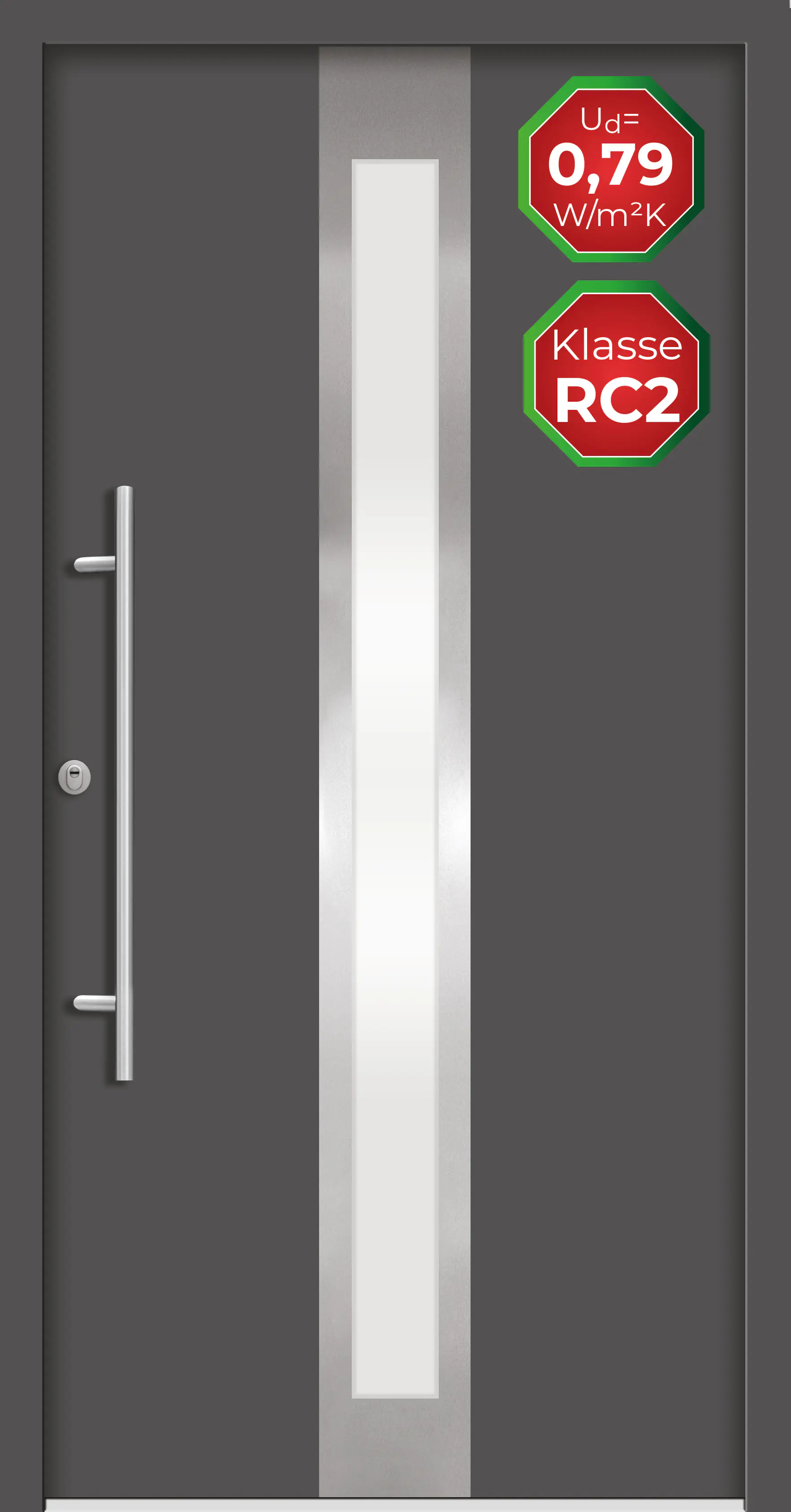 Splendoor Haustür Passivedoor Premium B01 RC2 Anthrazit DIN Links 100 x 210 cm