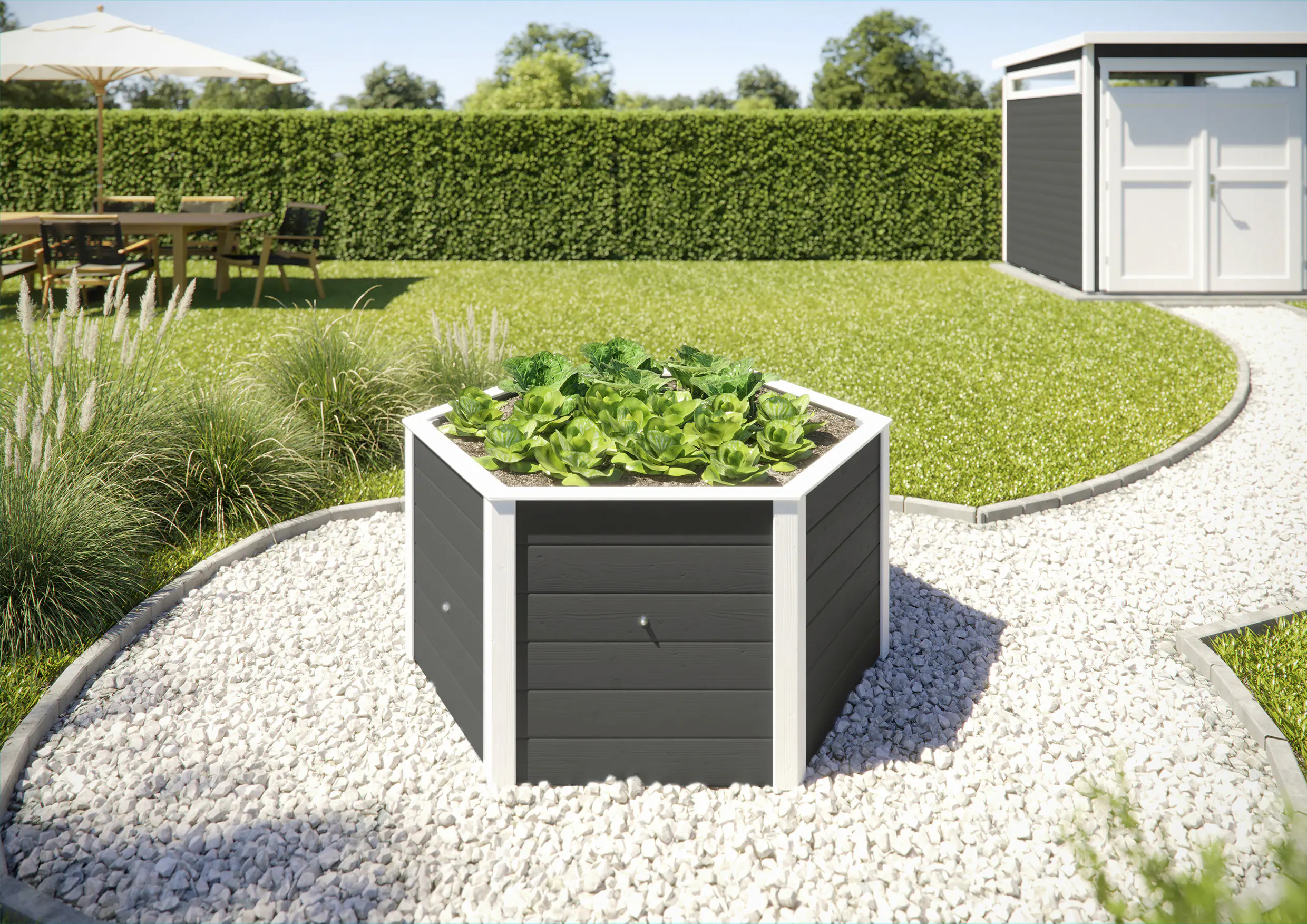 Weka Hochbeet Element anthrazit 143 x 143 x 68,5 cm