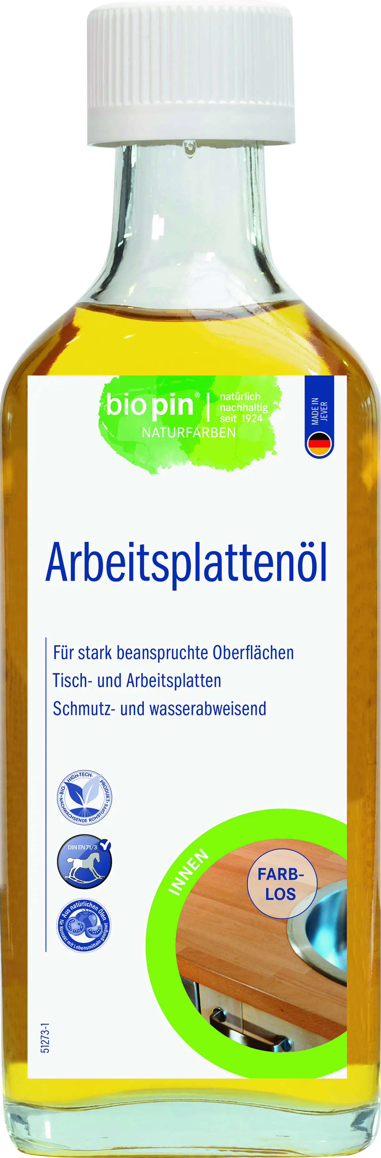 Biopin Naturfarben Arbeitsplattenhartöl 250 ml farblos