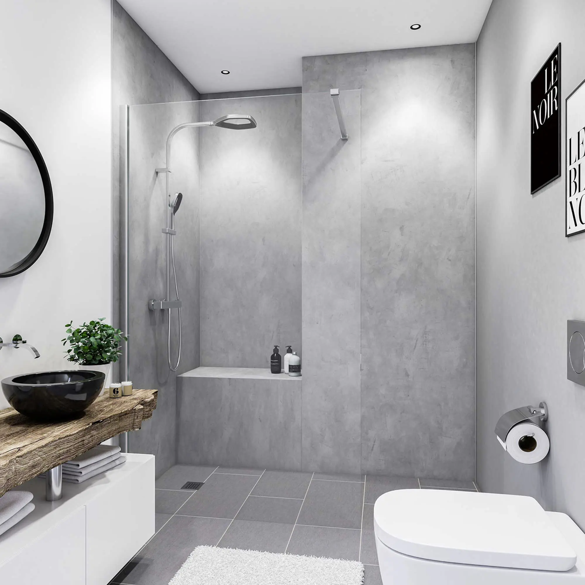 Breuer Duschrückwand Beton Optik grau Dekor 100 x 255 x 0,3 cm Breuer Duschrückwand Beton Optik grau Dekor 100 x 255 x 0,3 cm
