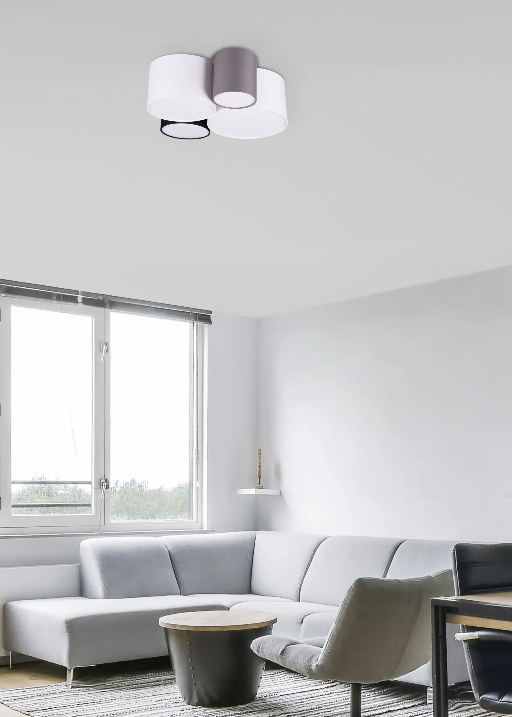 Trio Deckenleuchte Hotel schwarz/weiß/grau 