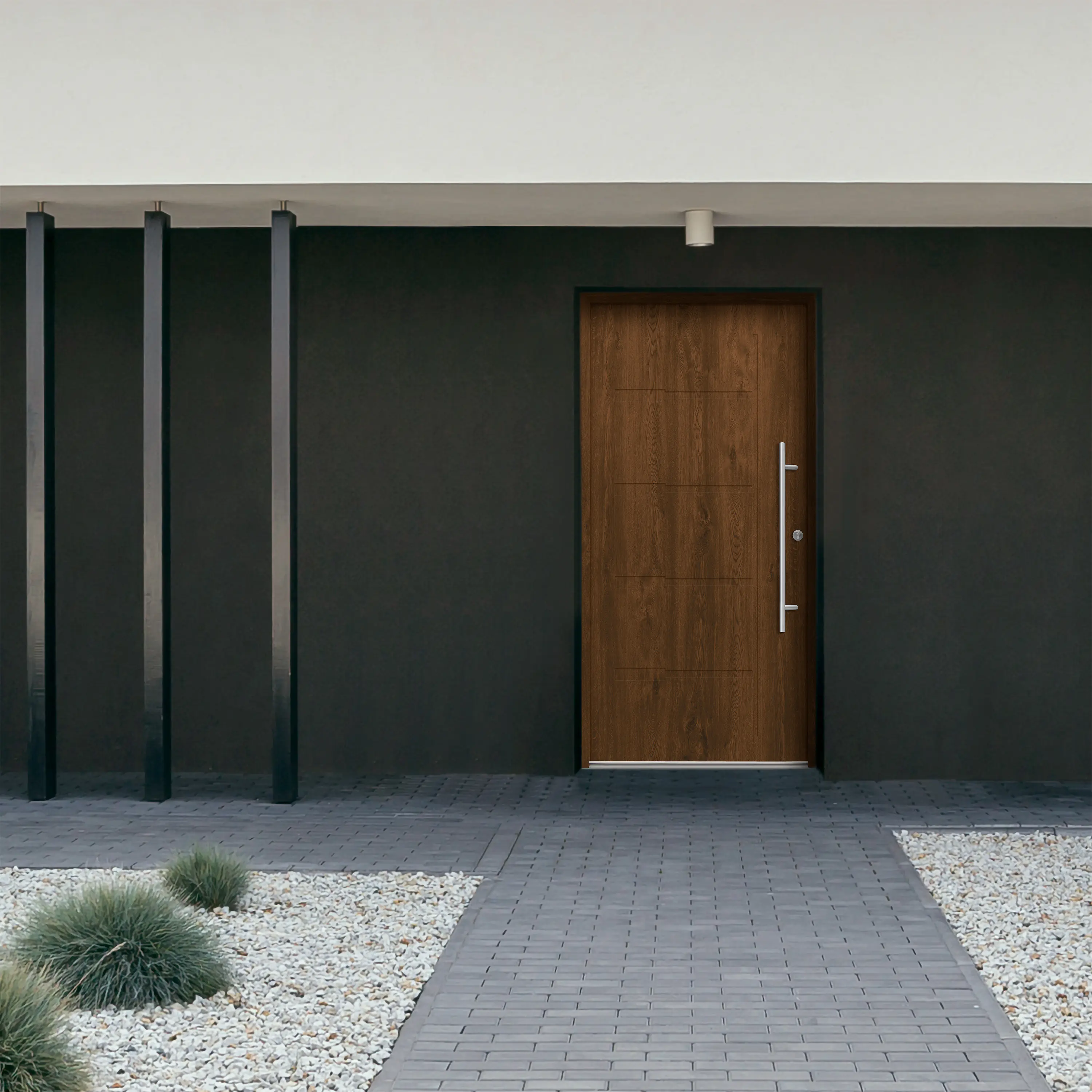 Splendoor Haustür Passivedoor Premium H1 Nussbaum DIN Rechts 100 x 210 cm