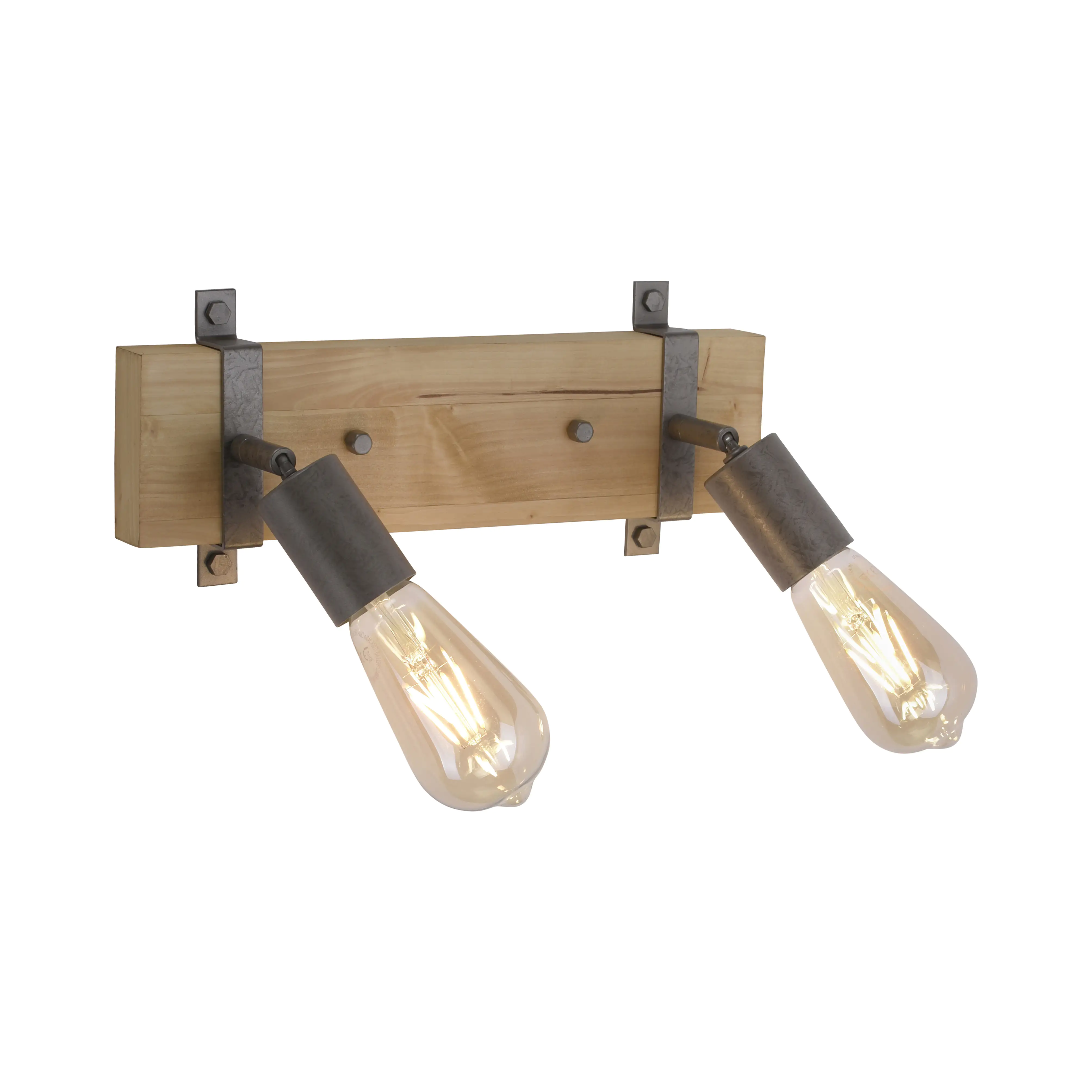 4043689970673_1 JustLight 2er Spot Slat holz-metall 39 x 15,5 cm E27, max. 40 W