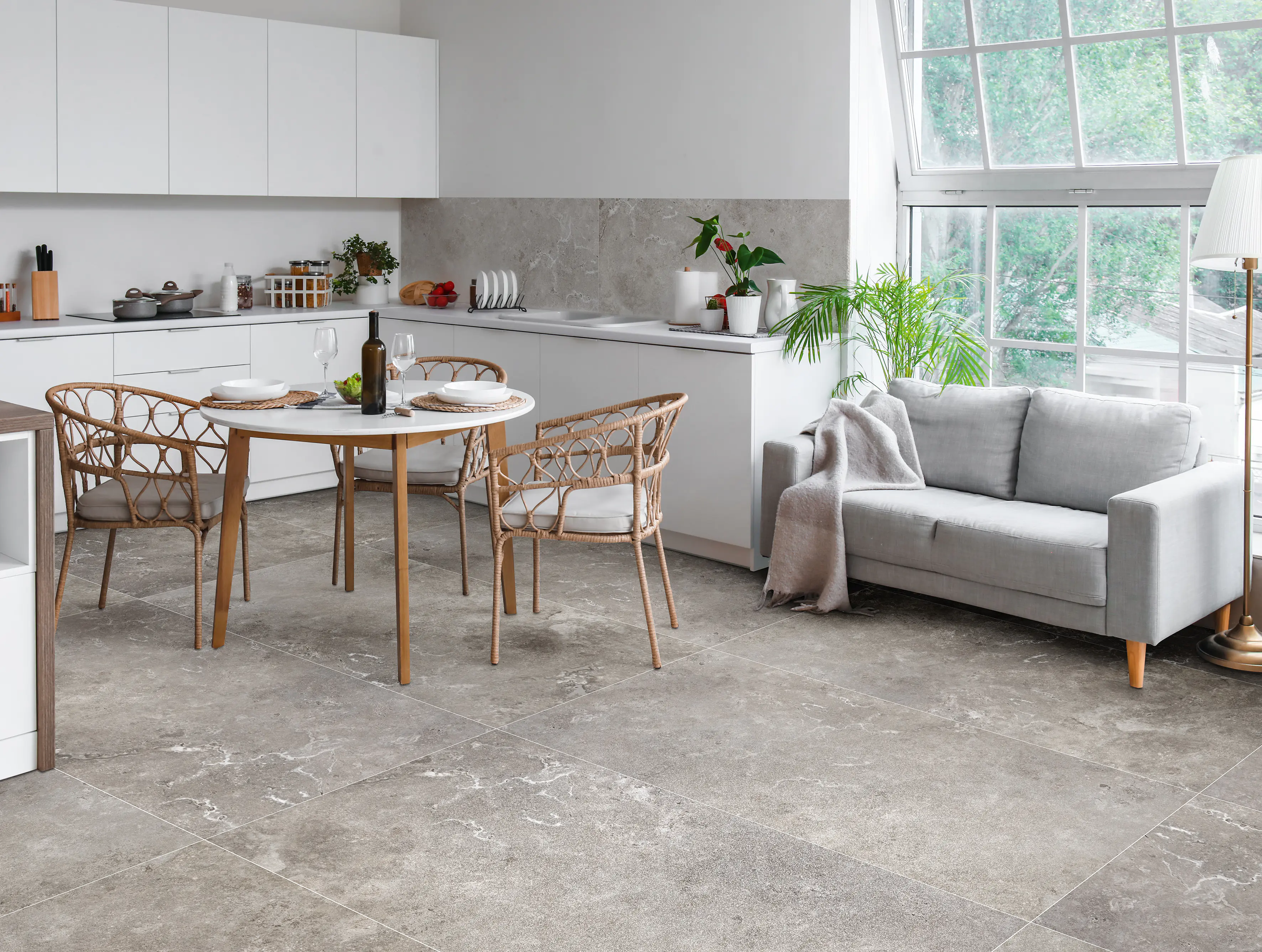 Bodenfliese Feinsteinzeug Travertino teilpoliert rektifiziert 60 x 120 cm gris Bodenfliese Feinsteinzeug Travertino teilpoliert rektifiziert 60 x 120 cm gris
