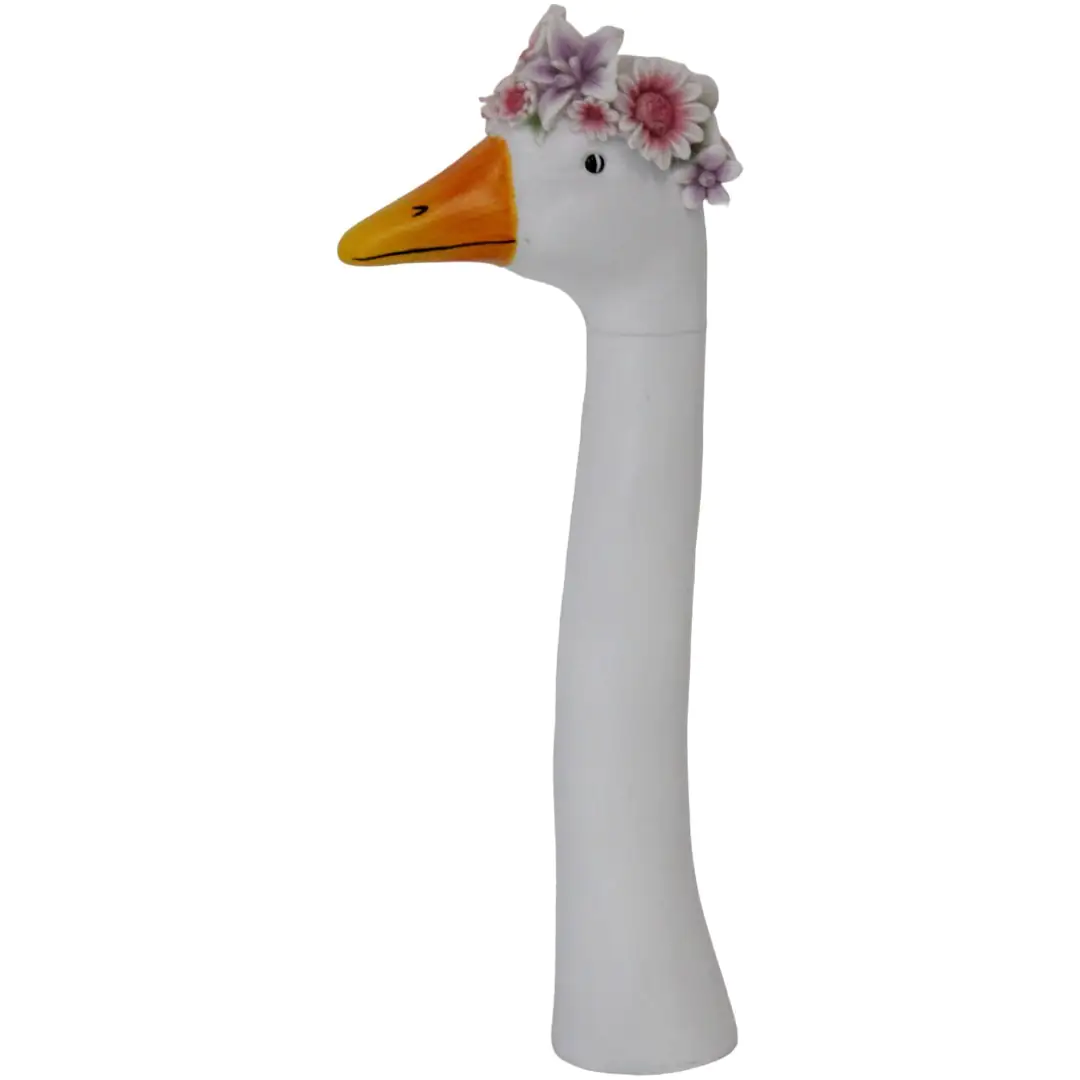 Dekofigur Blumen-Gänsekopf 38 x 13 cm weiß orange