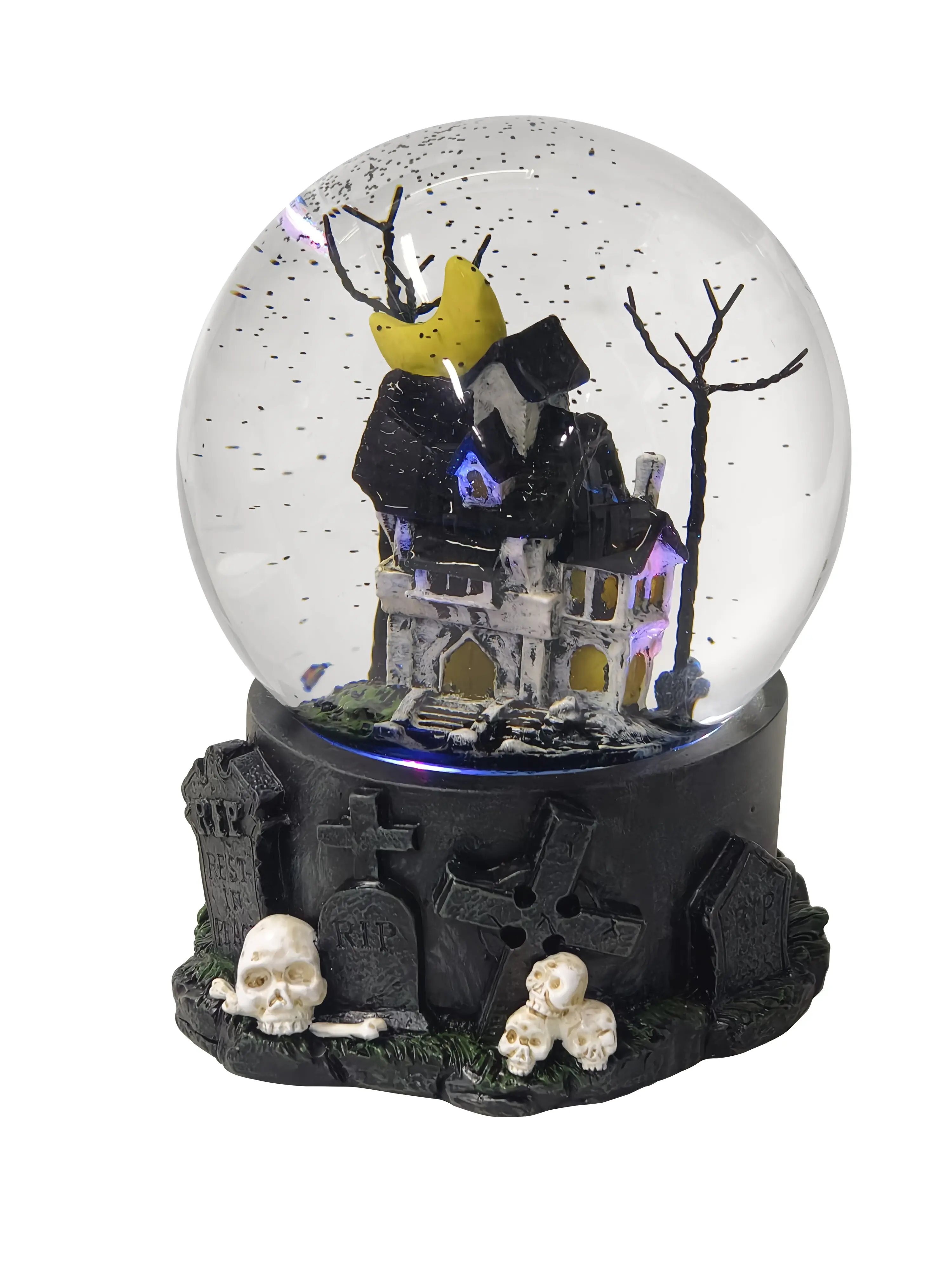 TrendLine LED Schneekugel bunt batteriebetrieben 13 x Ø 9,5 cm schwarz transparent