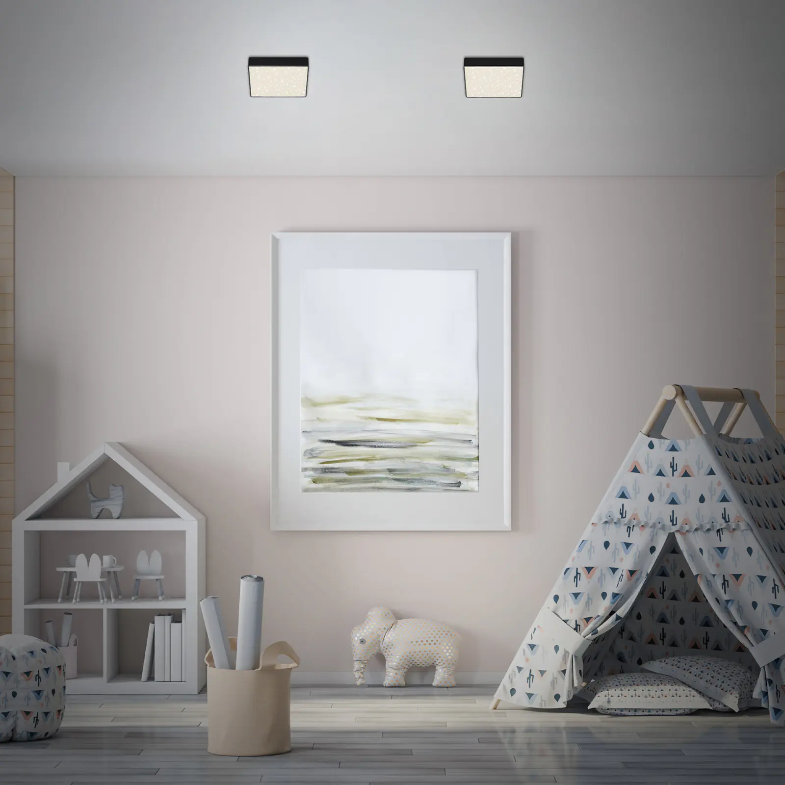 Briloner LED Deckenleuchte Flame Star schwarz 15,7 cm mit Sternenhimmel