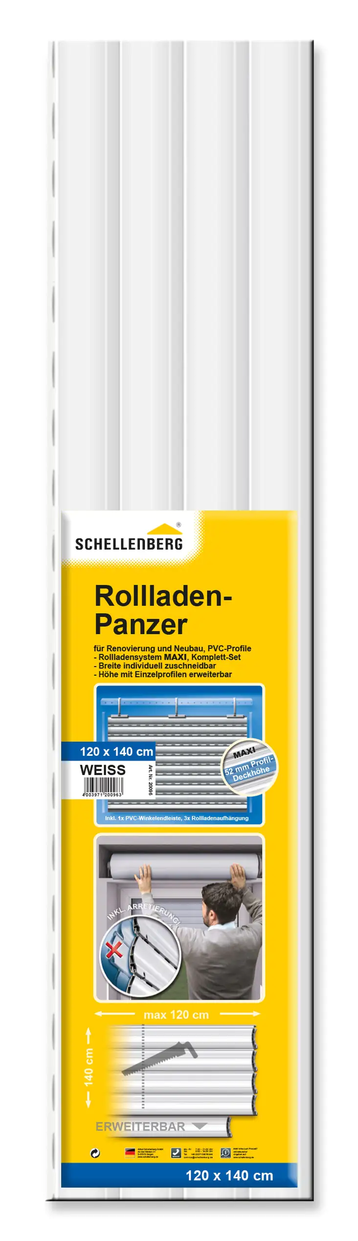 Schellenberg Rollladenpanzer Maxi, weiß, 120 x 140 cm Schellenberg Rollladenpanzer Maxi, weiß, 120 x 140 cm