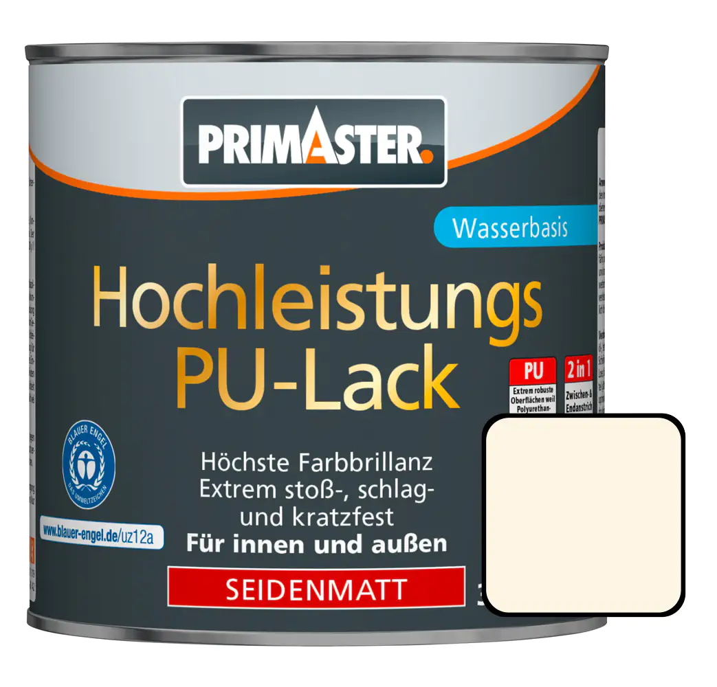 Primaster PU-Lack RAL 9001 125 ml cremeweiß seidenmatt