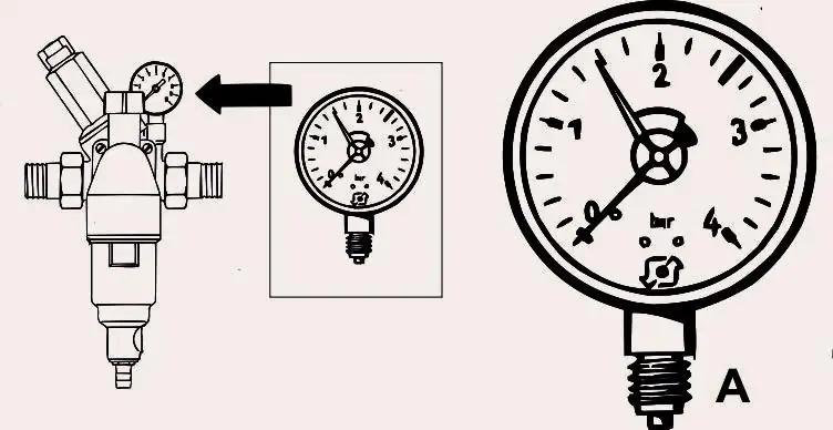 Manometer 1/4", unten